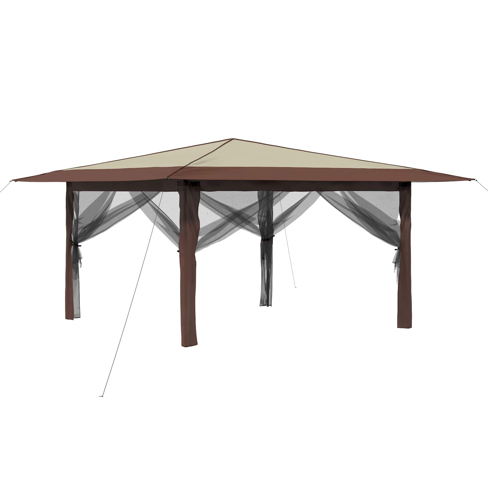 Gazebo s 4 bočne strane 4 x 4 m Krema i smeđa