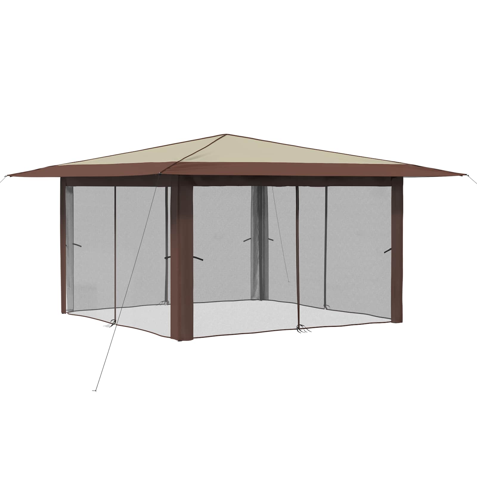 Gazebo s 4 bočne strane 4 x 4 m Krema i smeđa