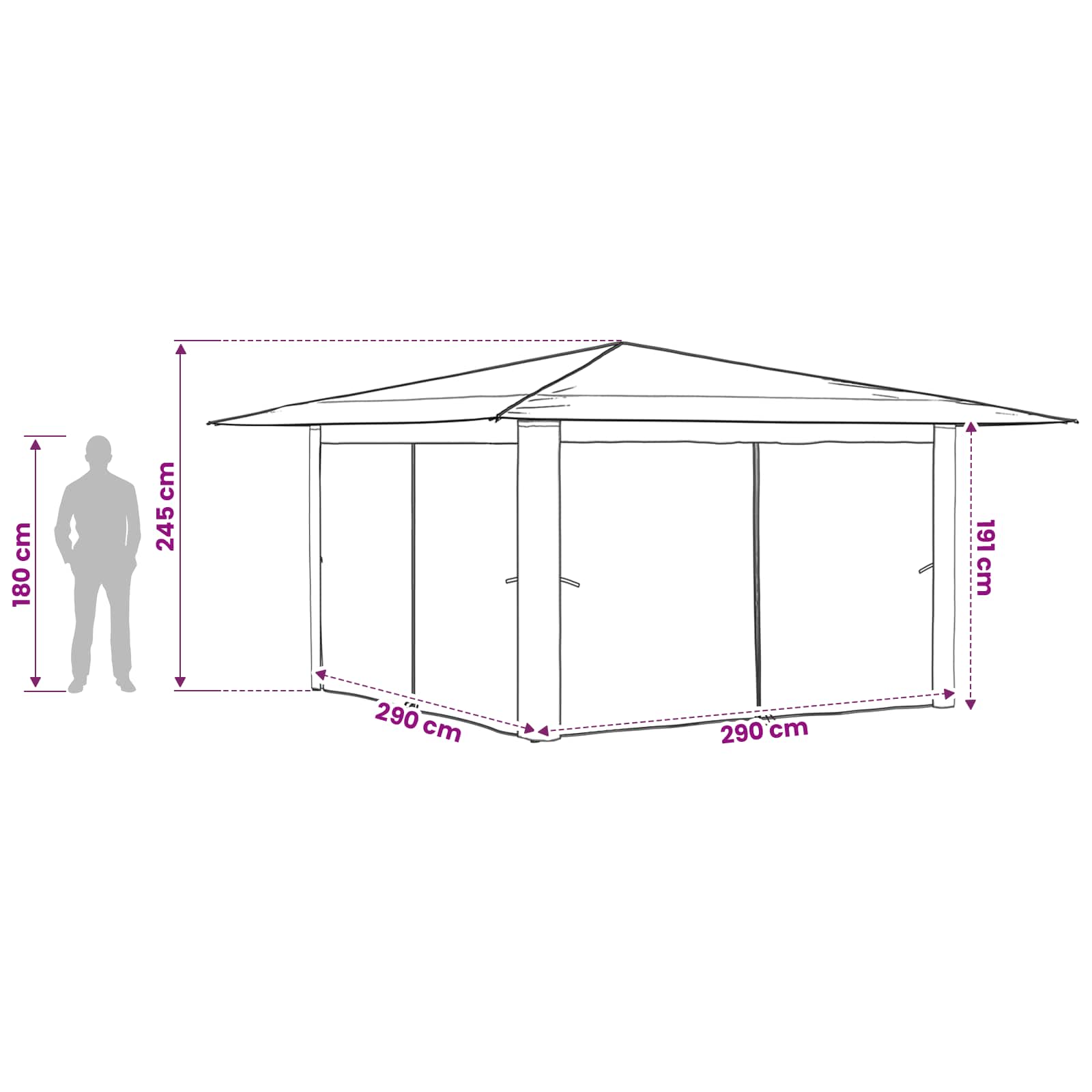 Gazebo s 4 bočne strane 4 x 4 m Krema i smeđa