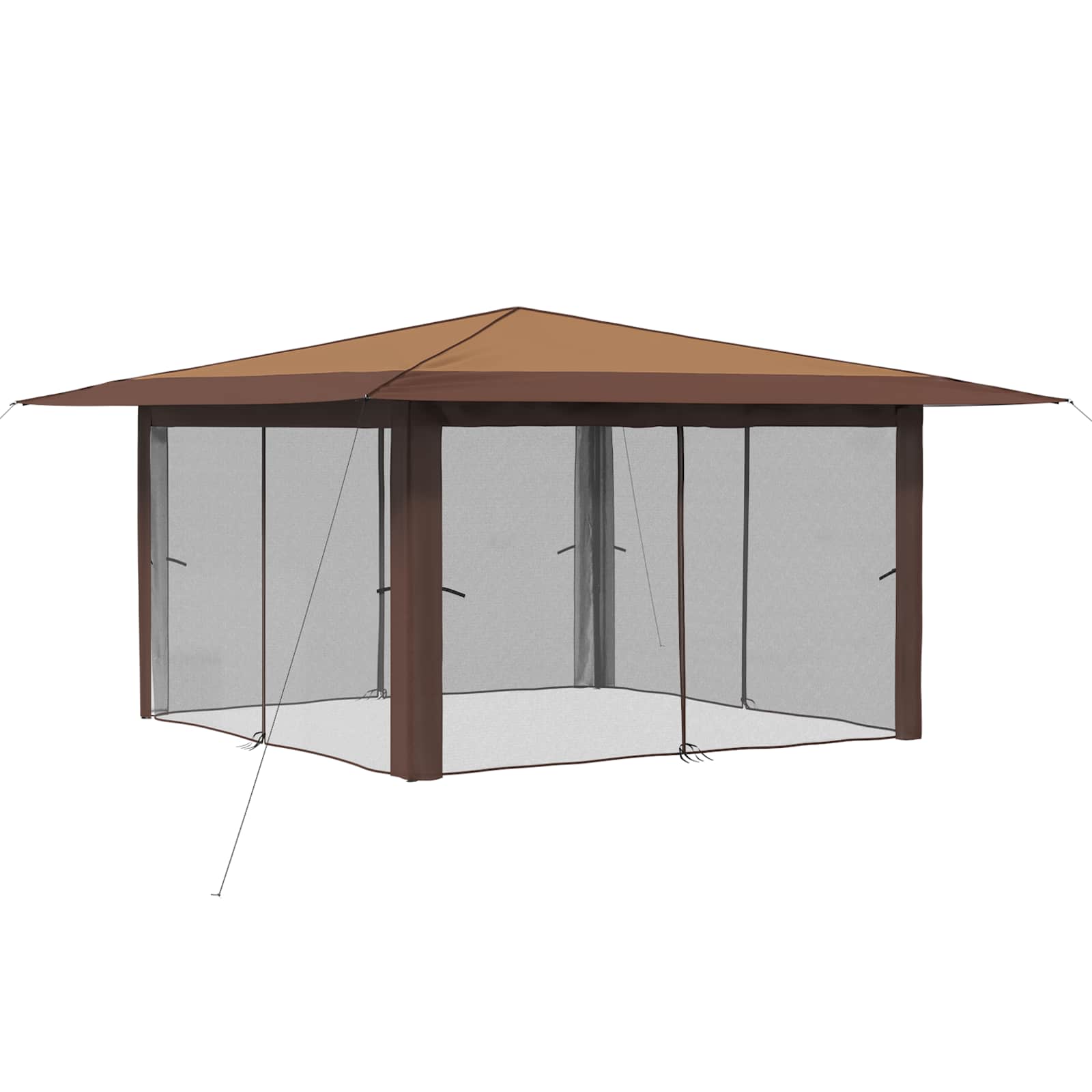 Gazebo s 4 bočne strane 4 x 4 m Bež i smeđa