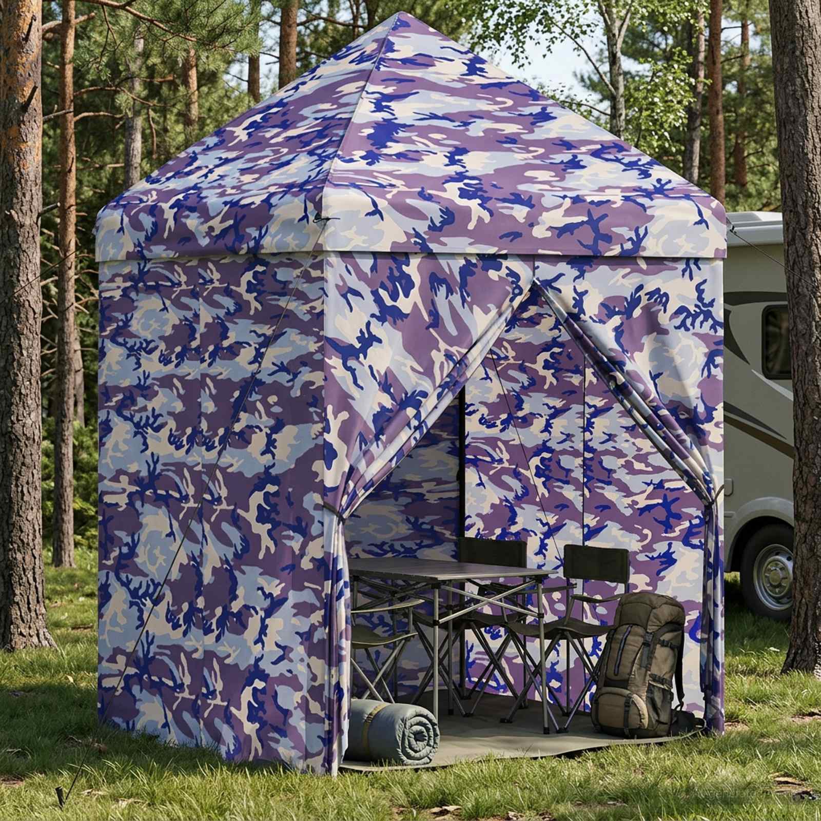 Pop-up Paviljon s 4 Zidova 2,9 x 2,9 m Plavi kamuflaža