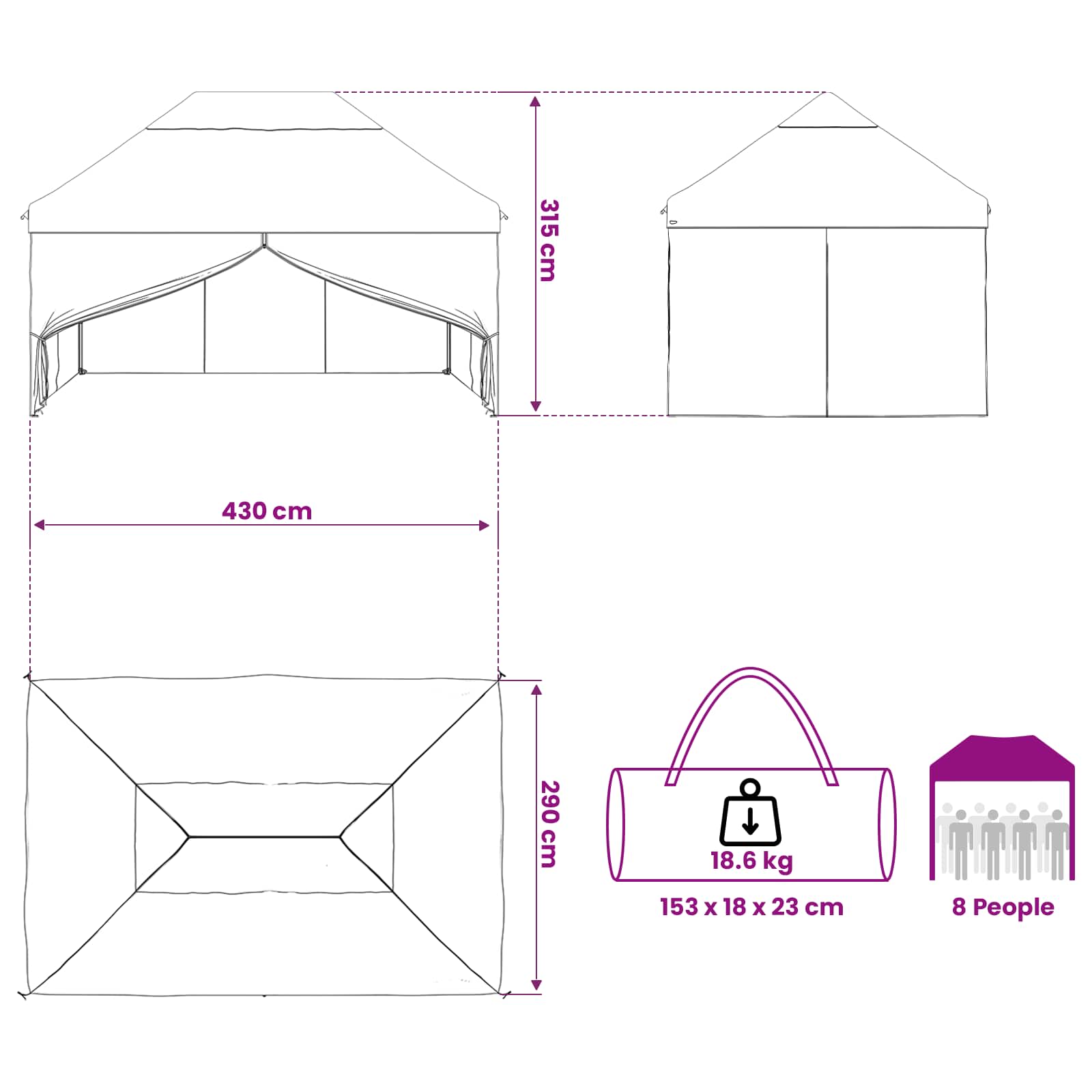Pop-up Paviljon s 4 Zidova 2,9 x 4,3 m Plavi kamuflaža