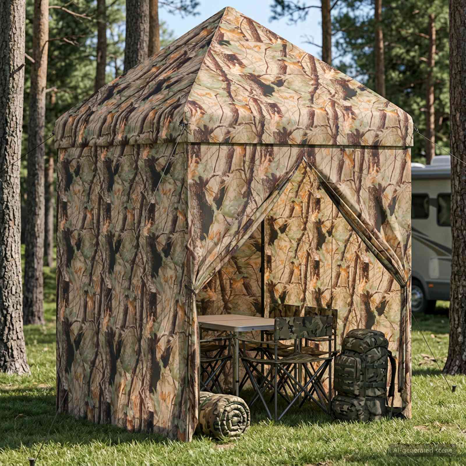Pop-up Paviljon s 4 Zidova 2 x 2 m Šumski kamuflažni