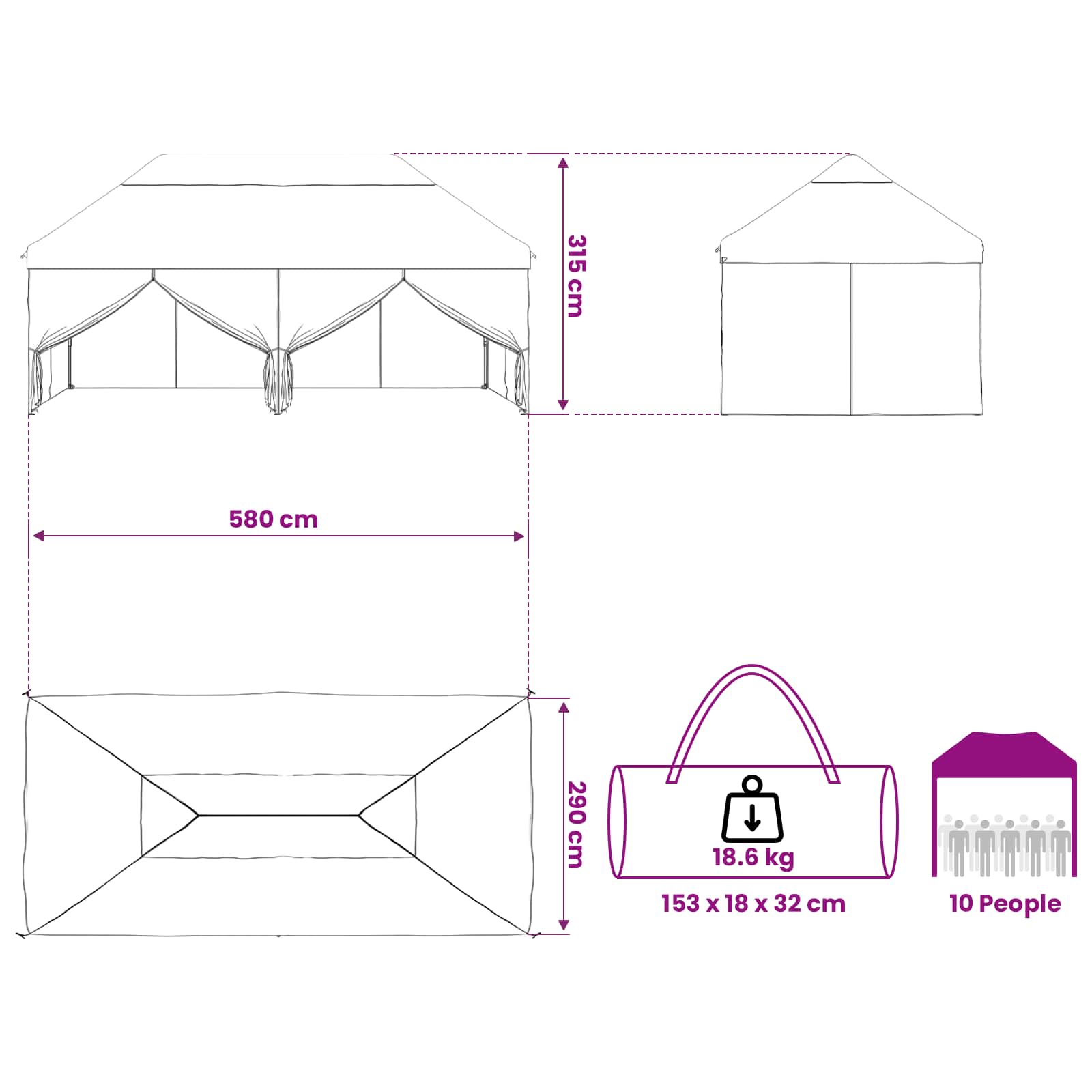 Pop-up Paviljon s 4 Zidova 3 x 6 m Šumski kamuflažni