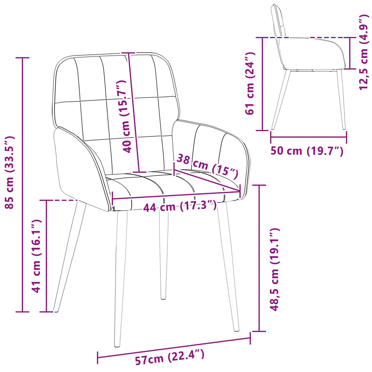 Trpezarijske stolice 2 pcs Baršun Vinska crvena 57 x 50 x 85 cm