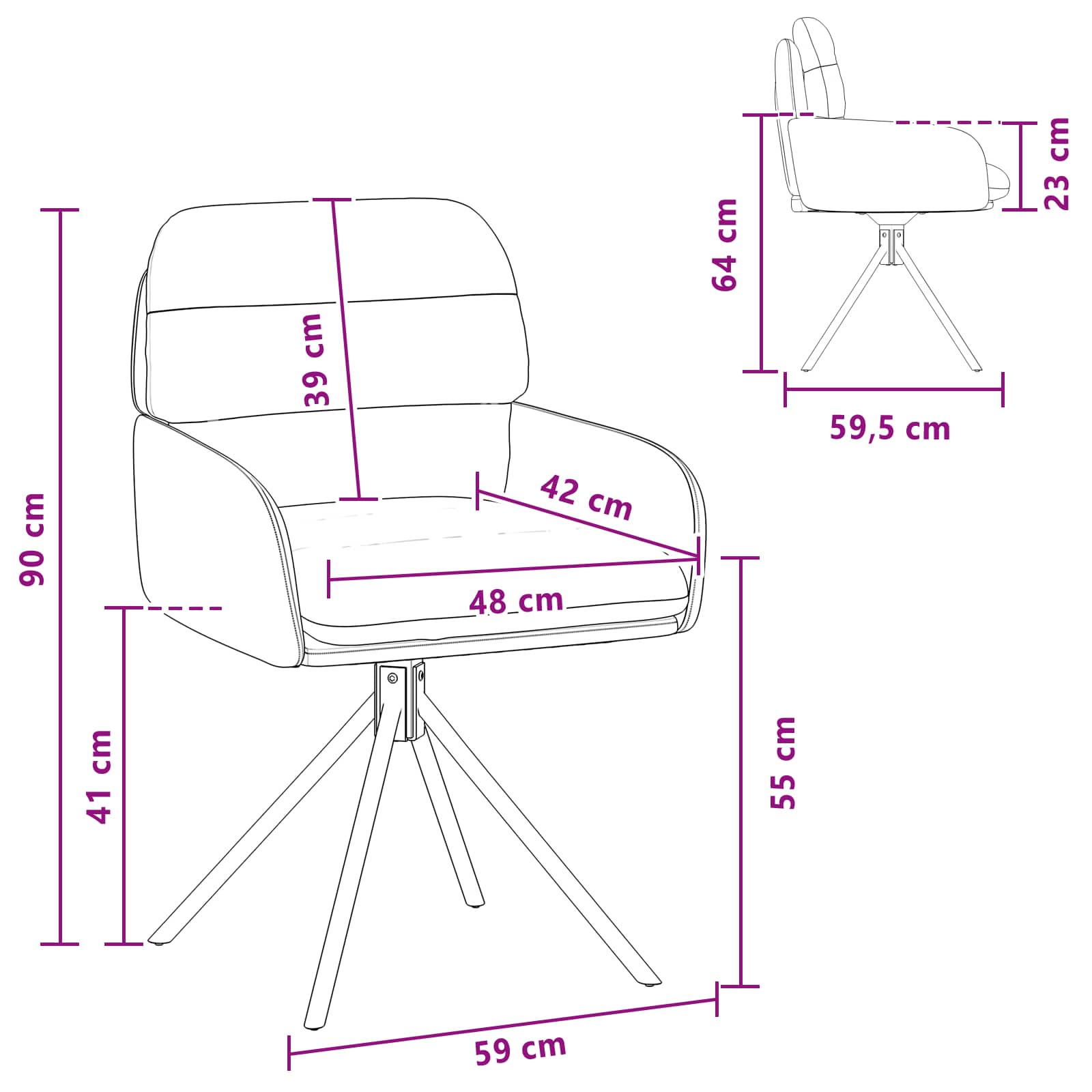 Okretne blagovaonske stolice 2 pcs Umjetna koža Boja cappuccina