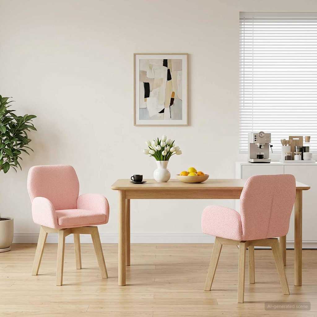 Okretne blagovaonske stolice 2 pcs Bouclé Ružičasta