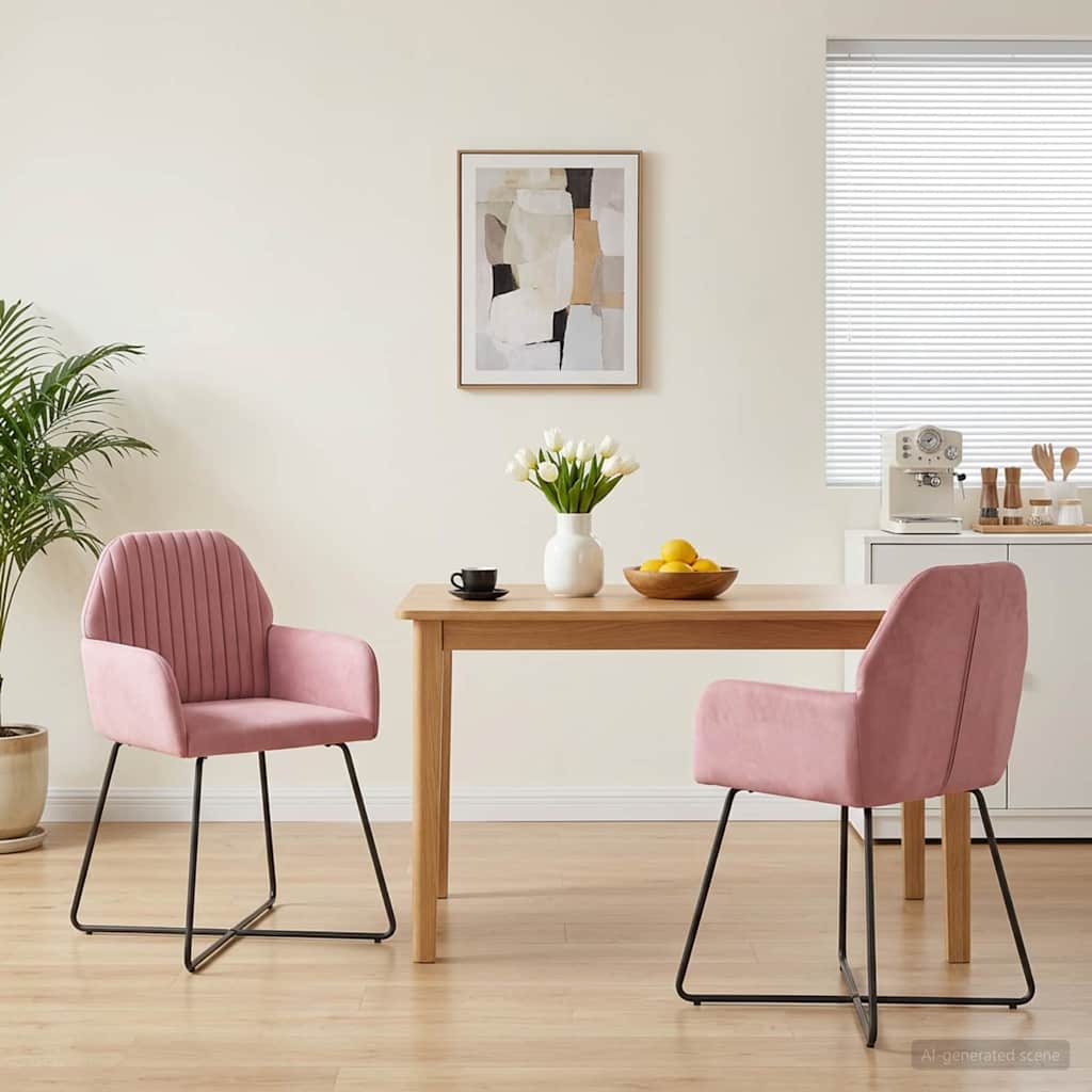 Trpezarijske stolice 2 pcs Baršun Ružičasta 55 x 50 x 84 cm