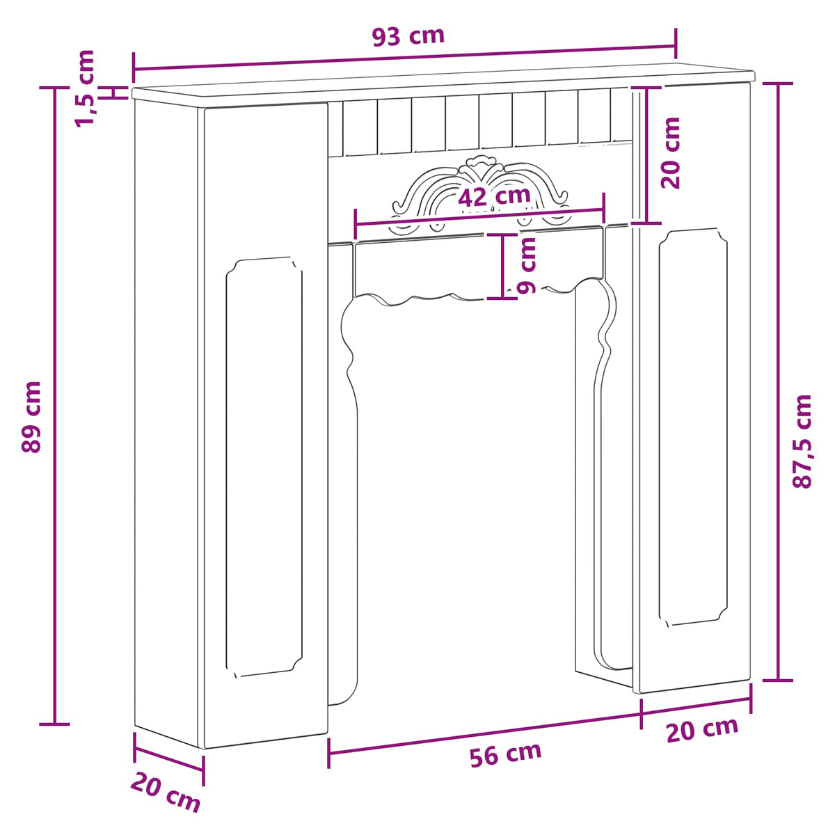 Okvir za kamin Crna 93 x 20 x 89 cm Konstruirano drvo