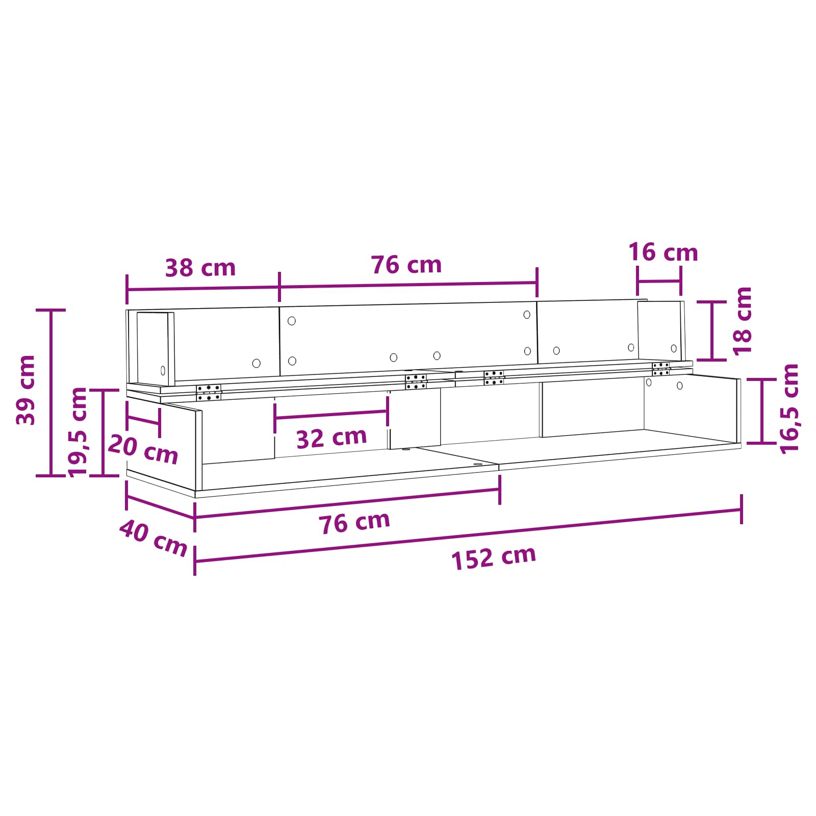 Studio radni stol Hrast sonoma 152 x 40 x 19,5 cm