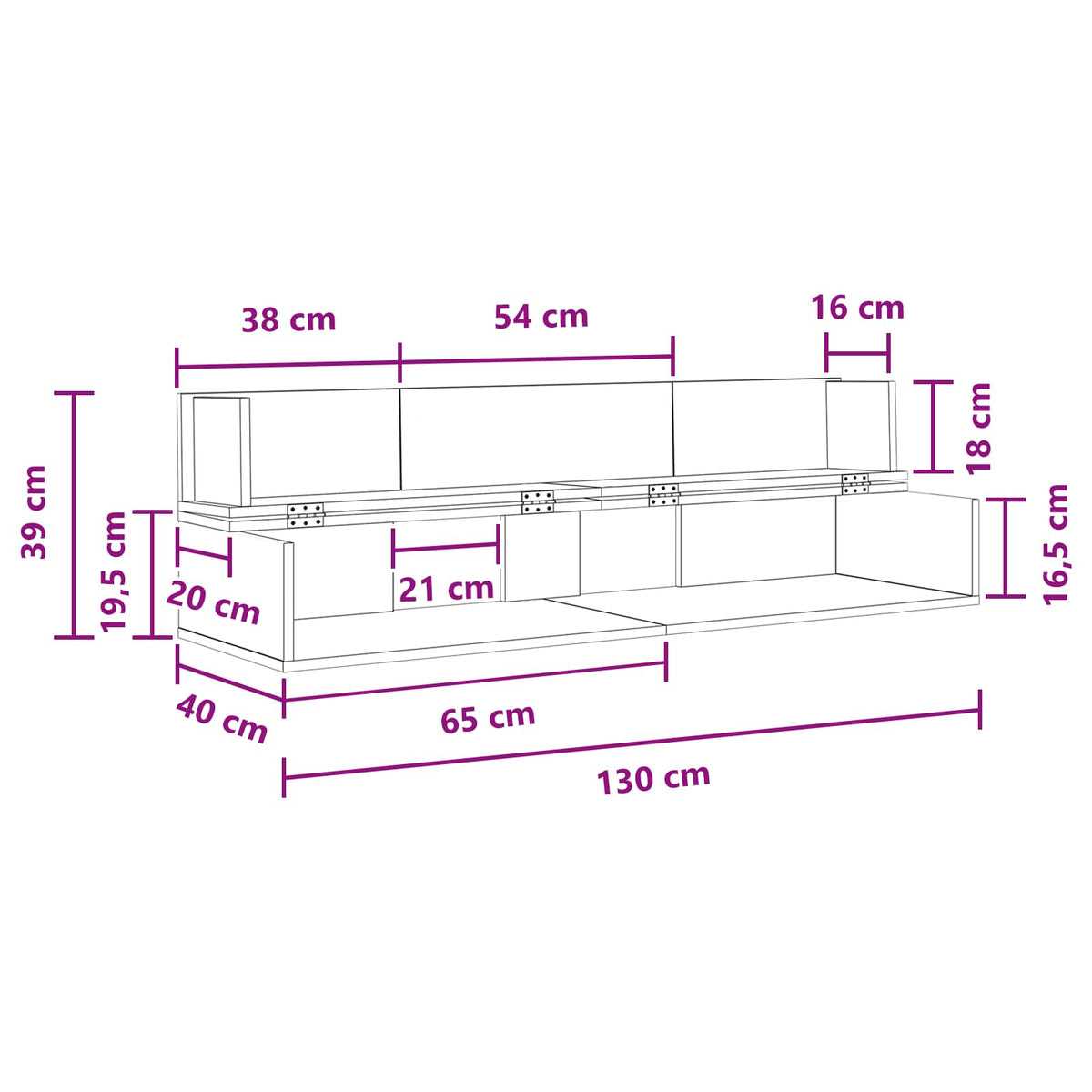 Studio radni stol Staro drvo 130 x 40 x 19,5 cm