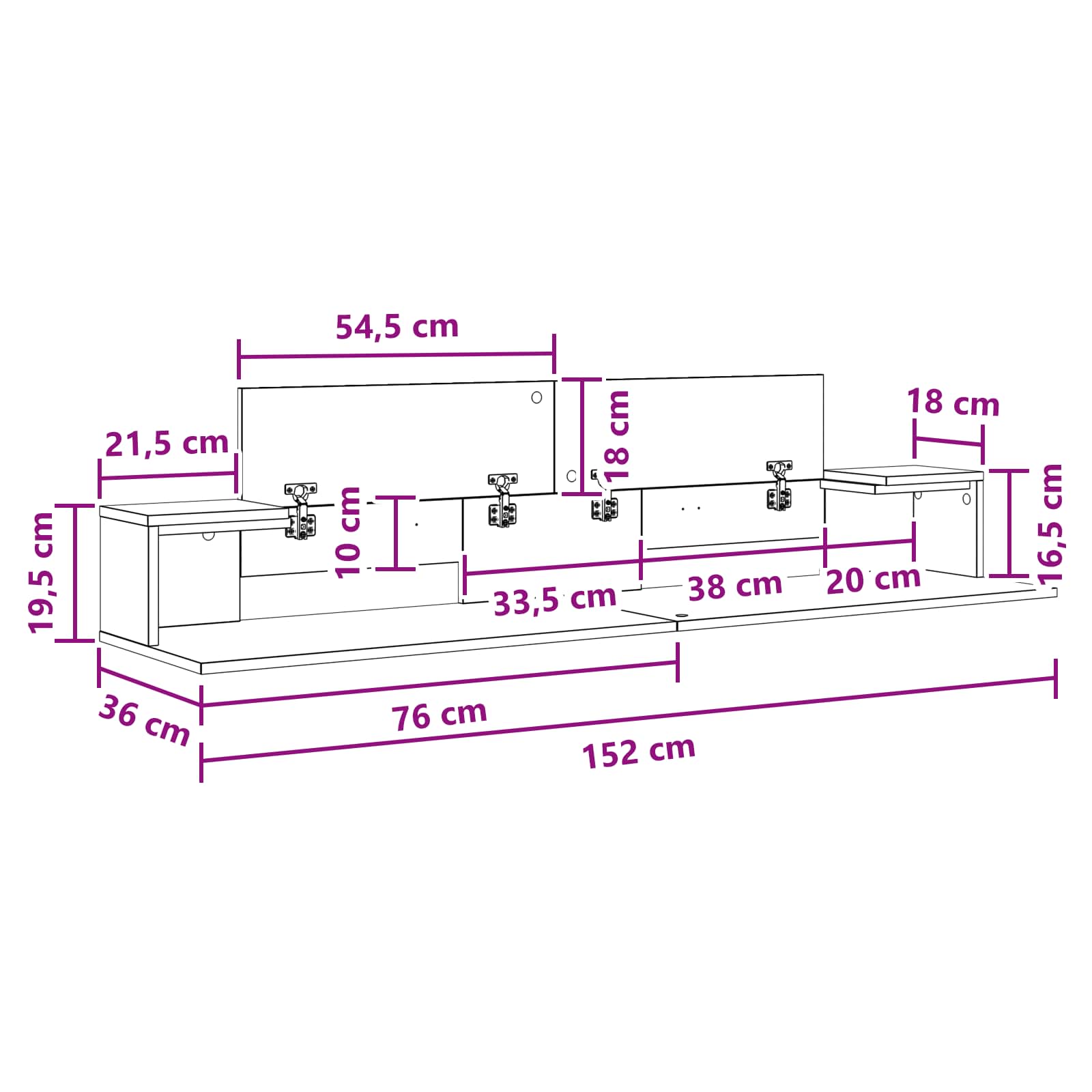 Studio radni stol Crni hrast 152 x 36 x 19,5 cm