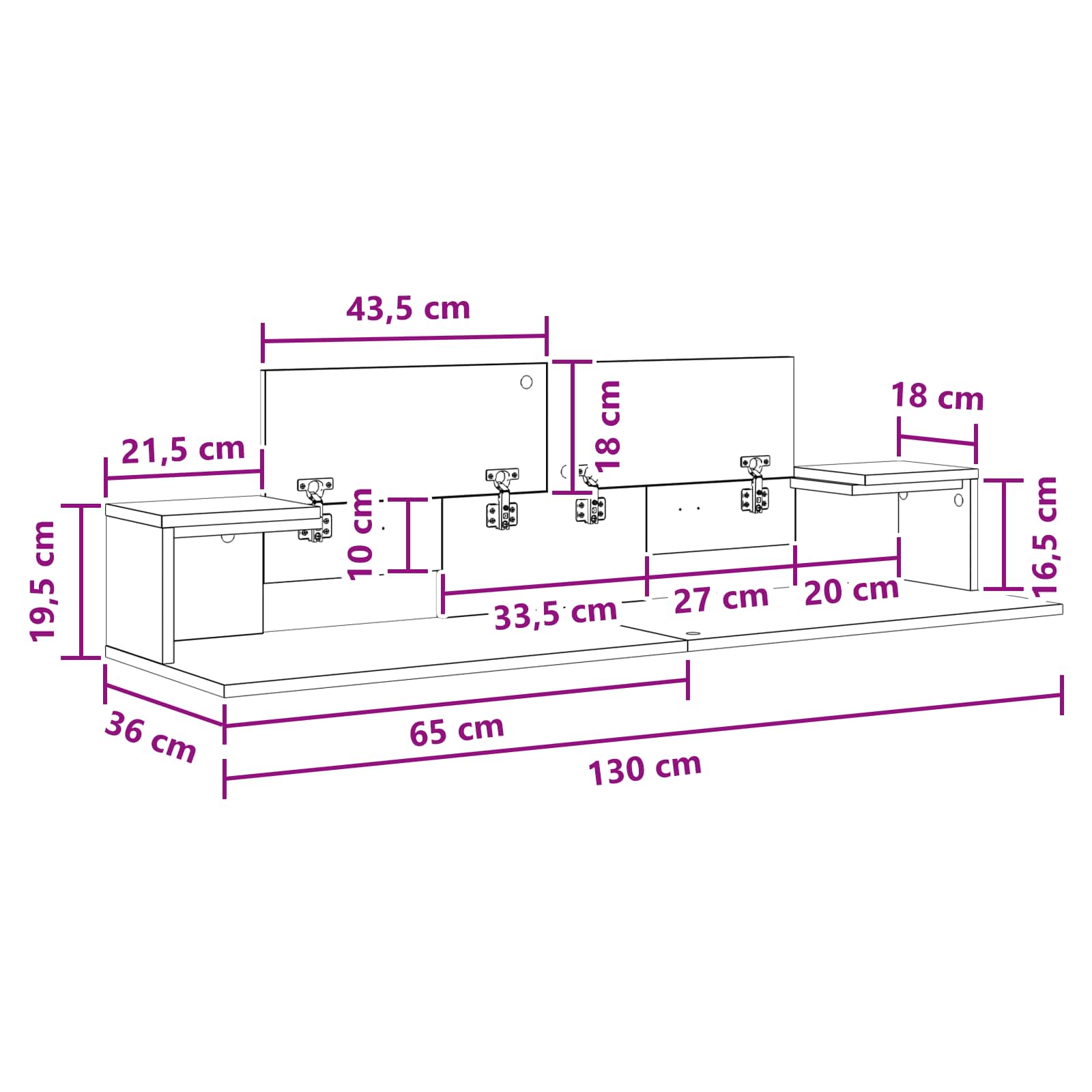 Studio radni stol Crni hrast 130 x 36 x 19,5 cm