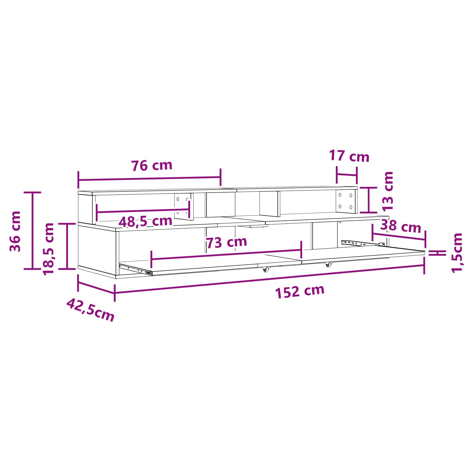 Studio radni stol Crni hrast 152 x 42,5 x 36 cm