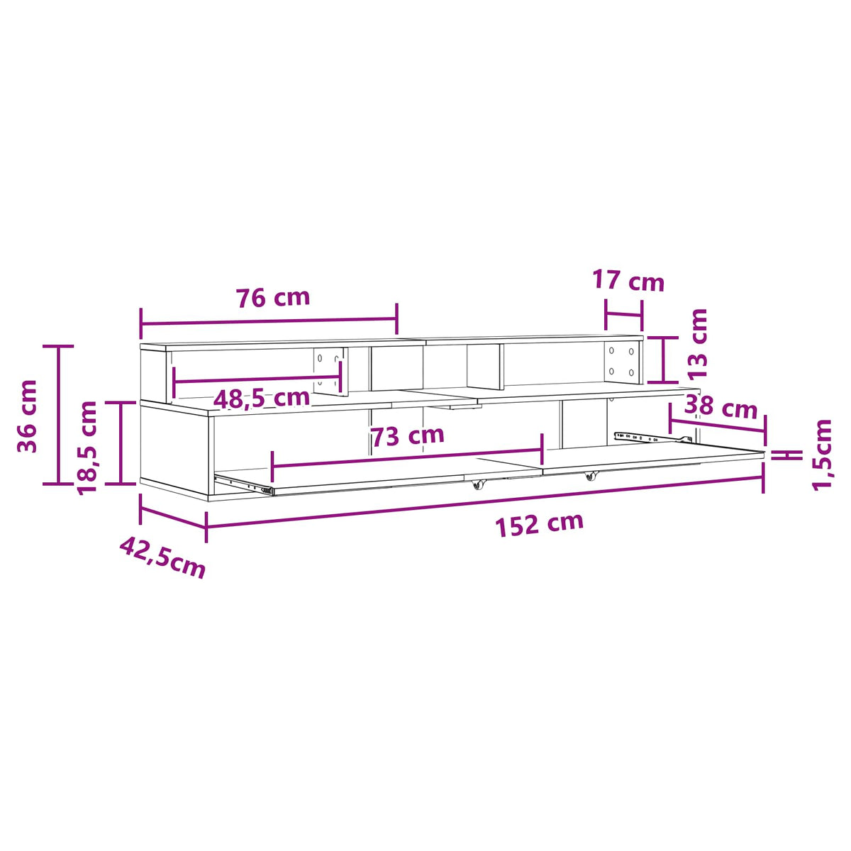 Studio radni stol Dimljeni hrast 152 x 42,5 x 36 cm