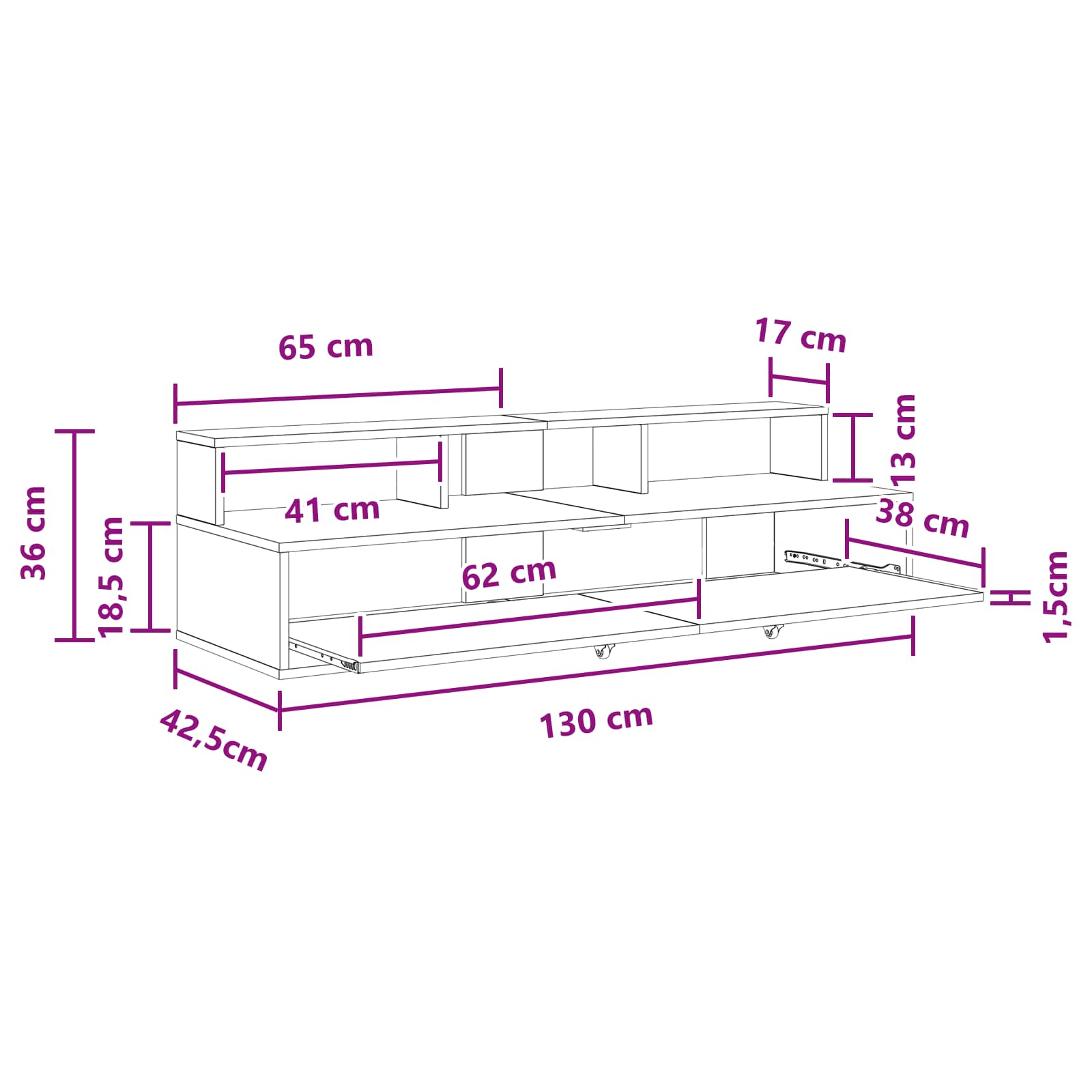 Studio radni stol Crni hrast 130 x 42,5 x 36 cm