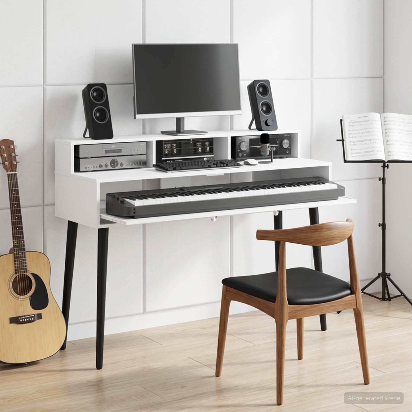 Studio radni stol Bijela 110 x 42,5 x 36 cm Konstruirano drvo