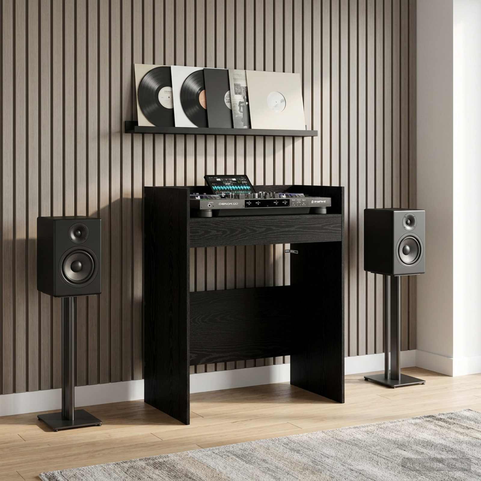 DJ stol Crni hrast 62 x 45 x 102 cm Konstruirano drvo