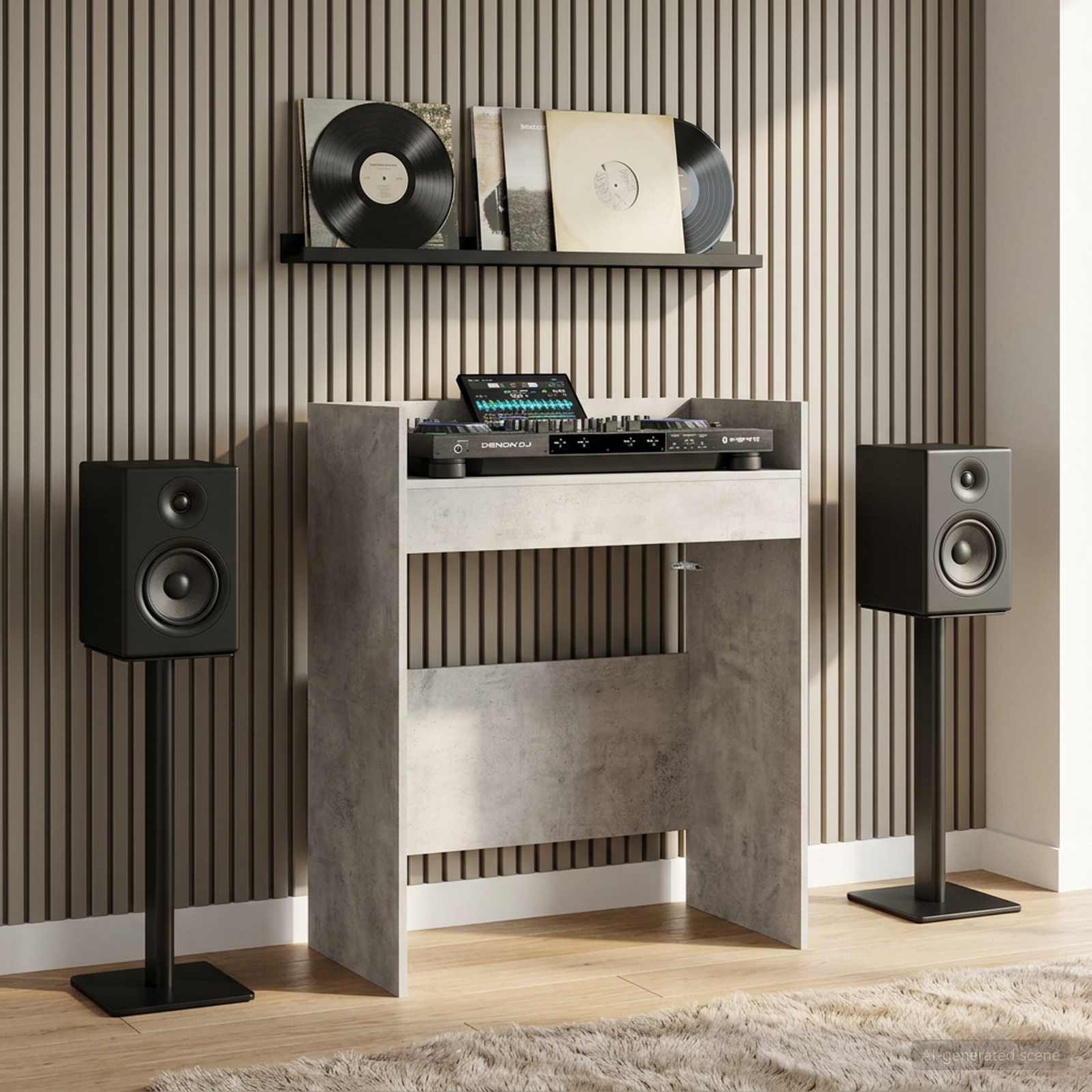 DJ stol Betonska siva 62 x 45 x 102 cm Konstruirano drvo