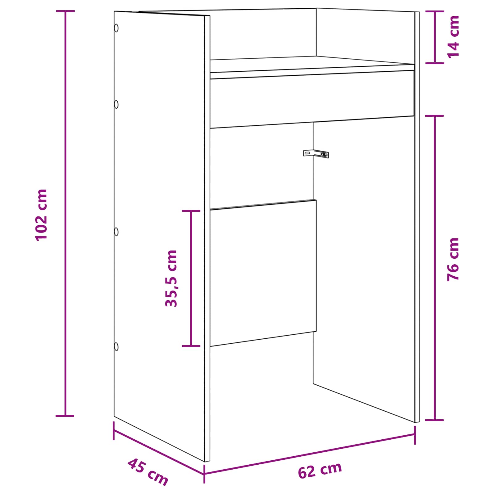 DJ stol Betonska siva 62 x 45 x 102 cm Konstruirano drvo