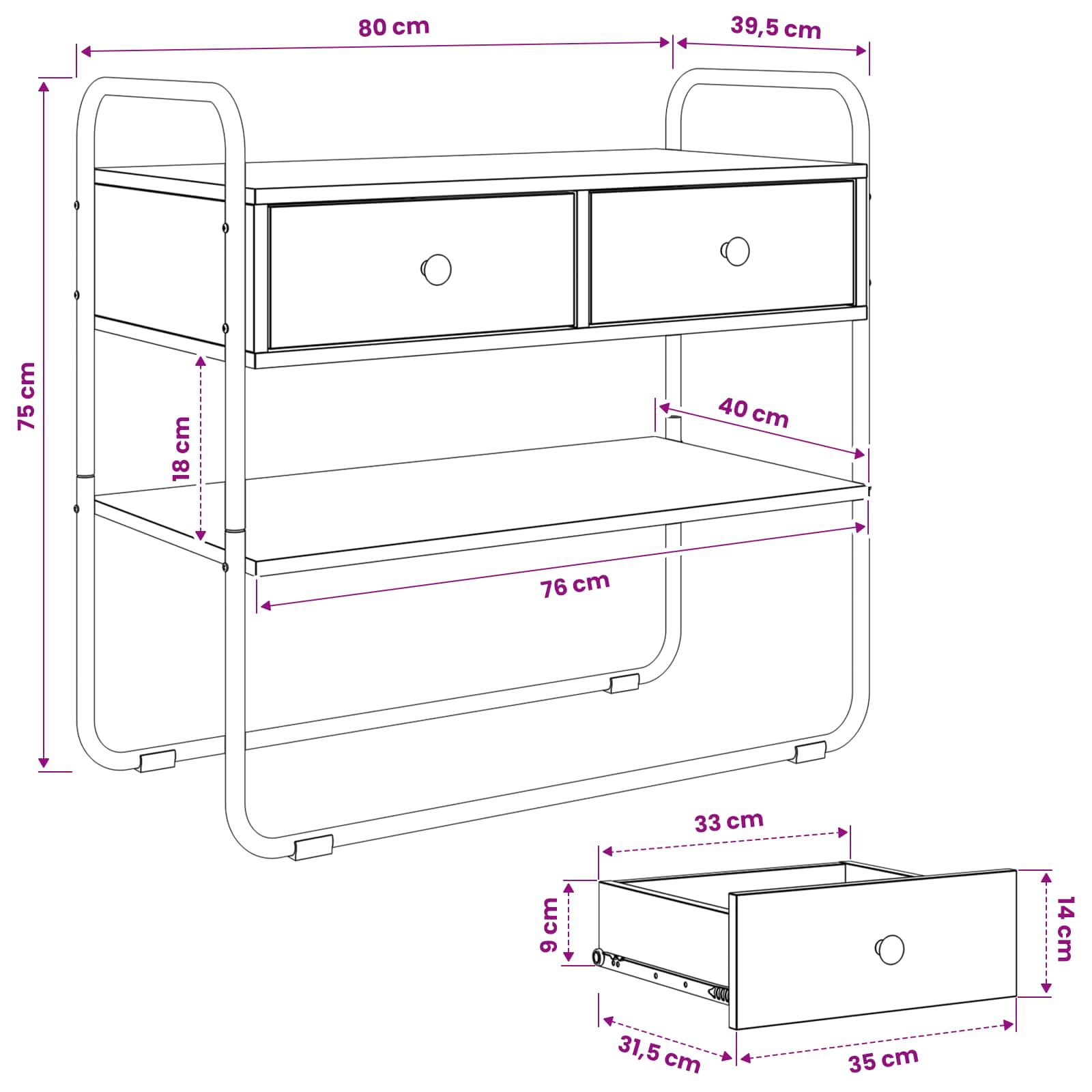 Konzolna stolica Hrast sonoma 80 x 40 x 75 cm Konstruirano drvo