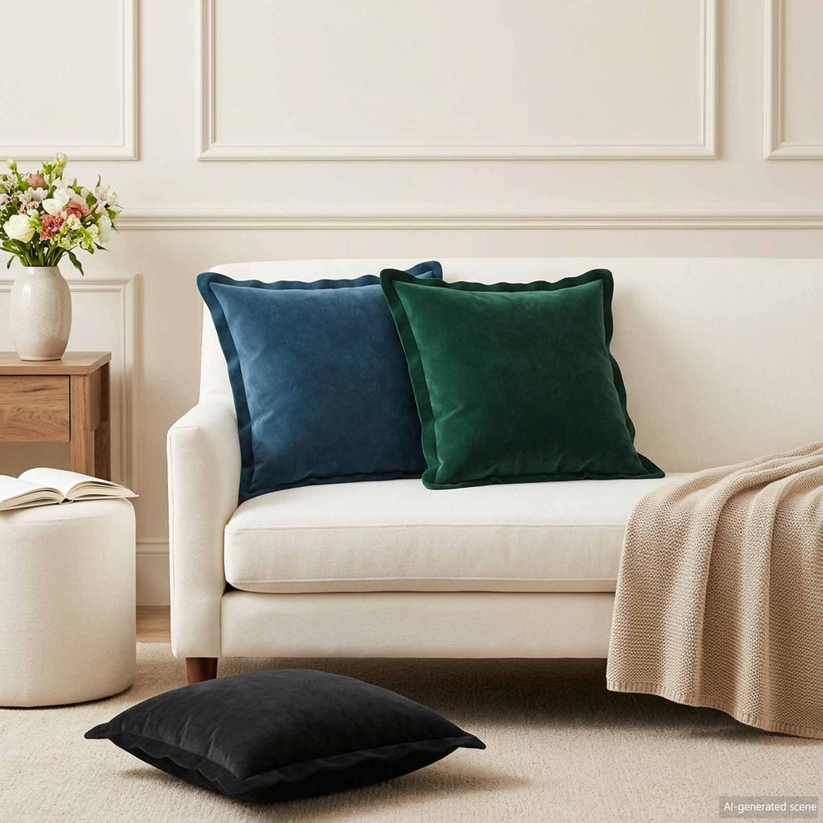 Presvlaka za jastuk 6 pcs HOUTEN Tamnozelena 40 x 40 cm Baršun