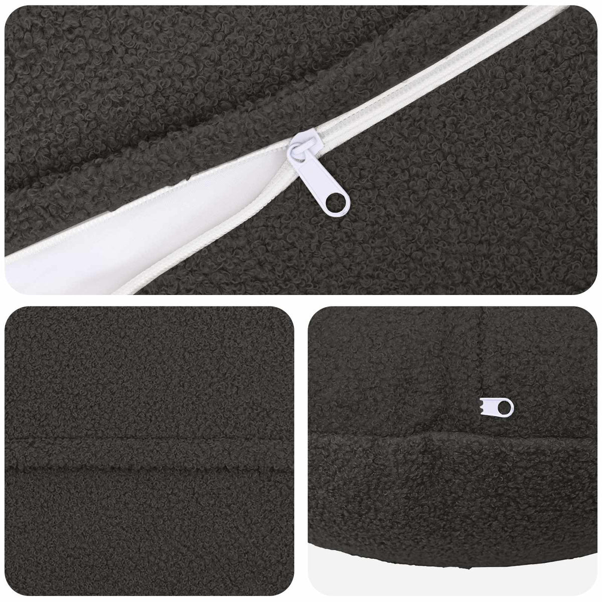 Presvlaka za jastuk 2 pcs HEERLEN Tamnosiva Ø 40 cm Bouclé