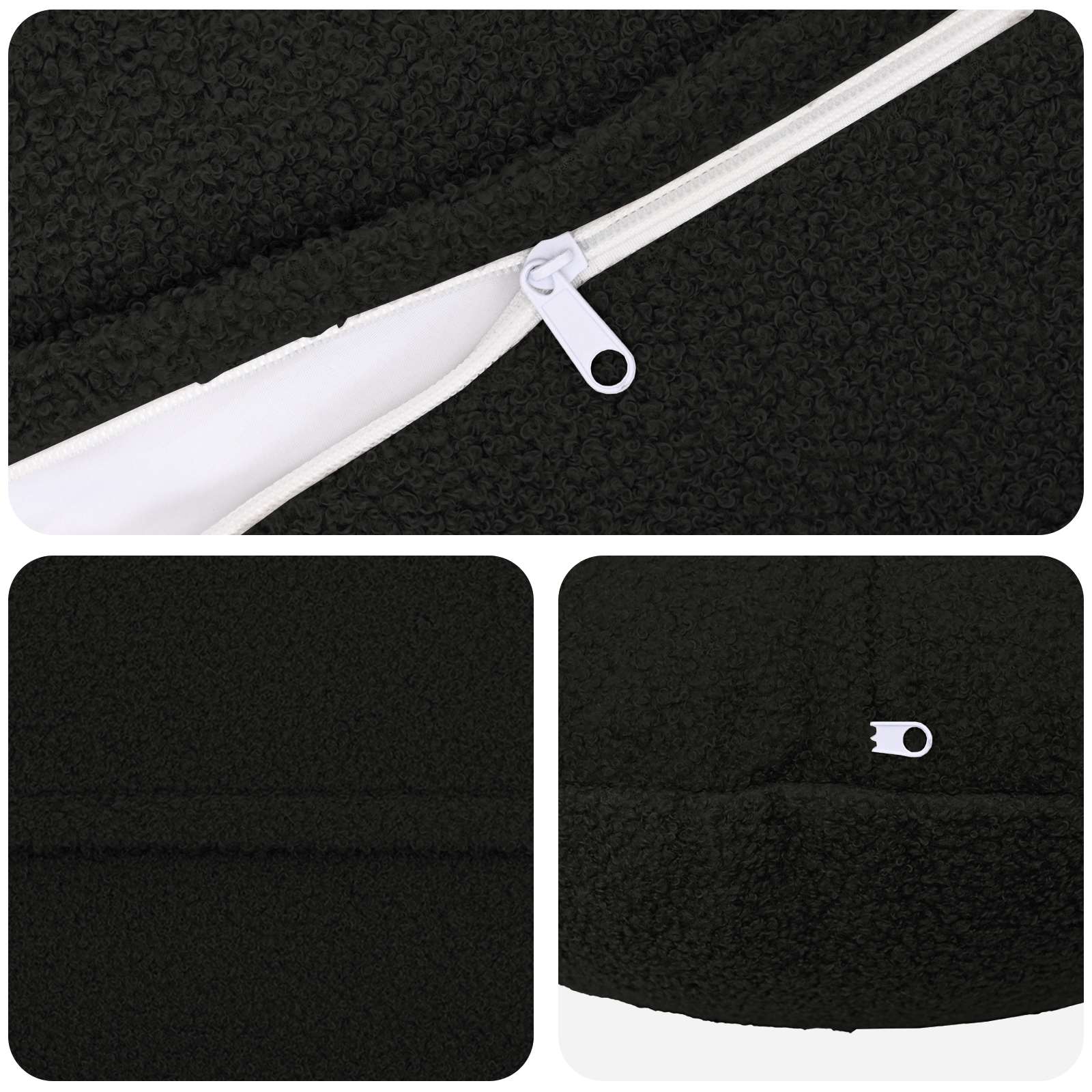 Presvlaka za jastuk 6 pcs HEERLEN Crna Ø 40 cm Bouclé
