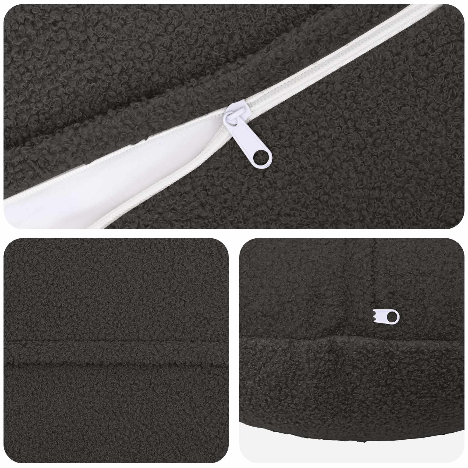 Presvlaka za jastuk 6 pcs HEERLEN Tamnosiva Ø 50 cm Bouclé