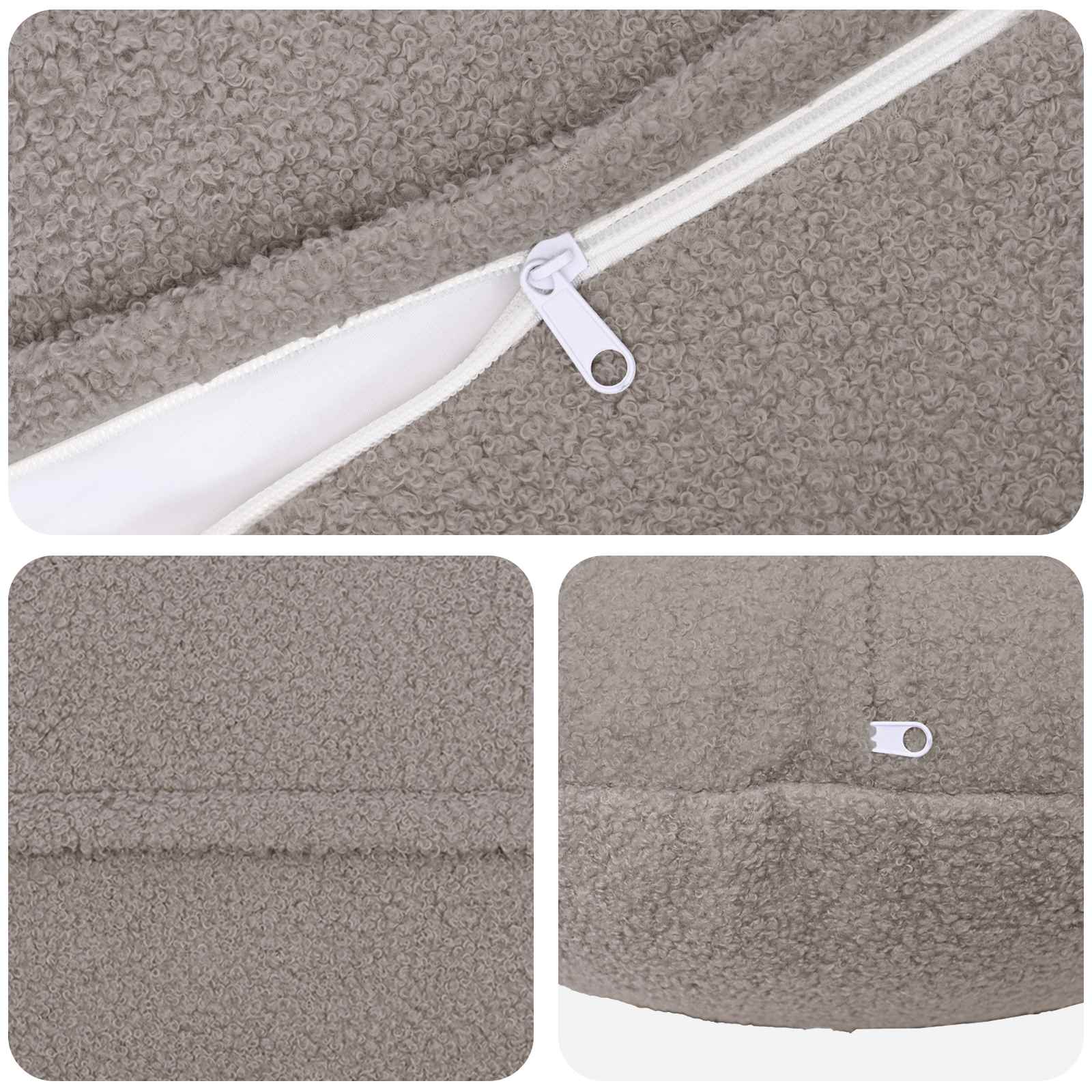 Presvlaka za jastuk 6 pcs HEERLEN Svjetlosiva Ø 60 cm Bouclé