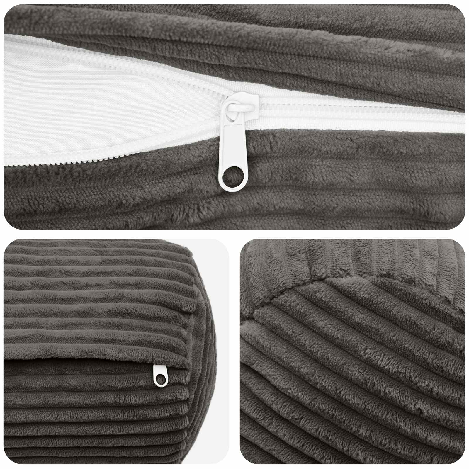 Presvlaka za jastuk 6 pcs HEERLEN Tamnosiva Ø 15 x 40 cm Kord