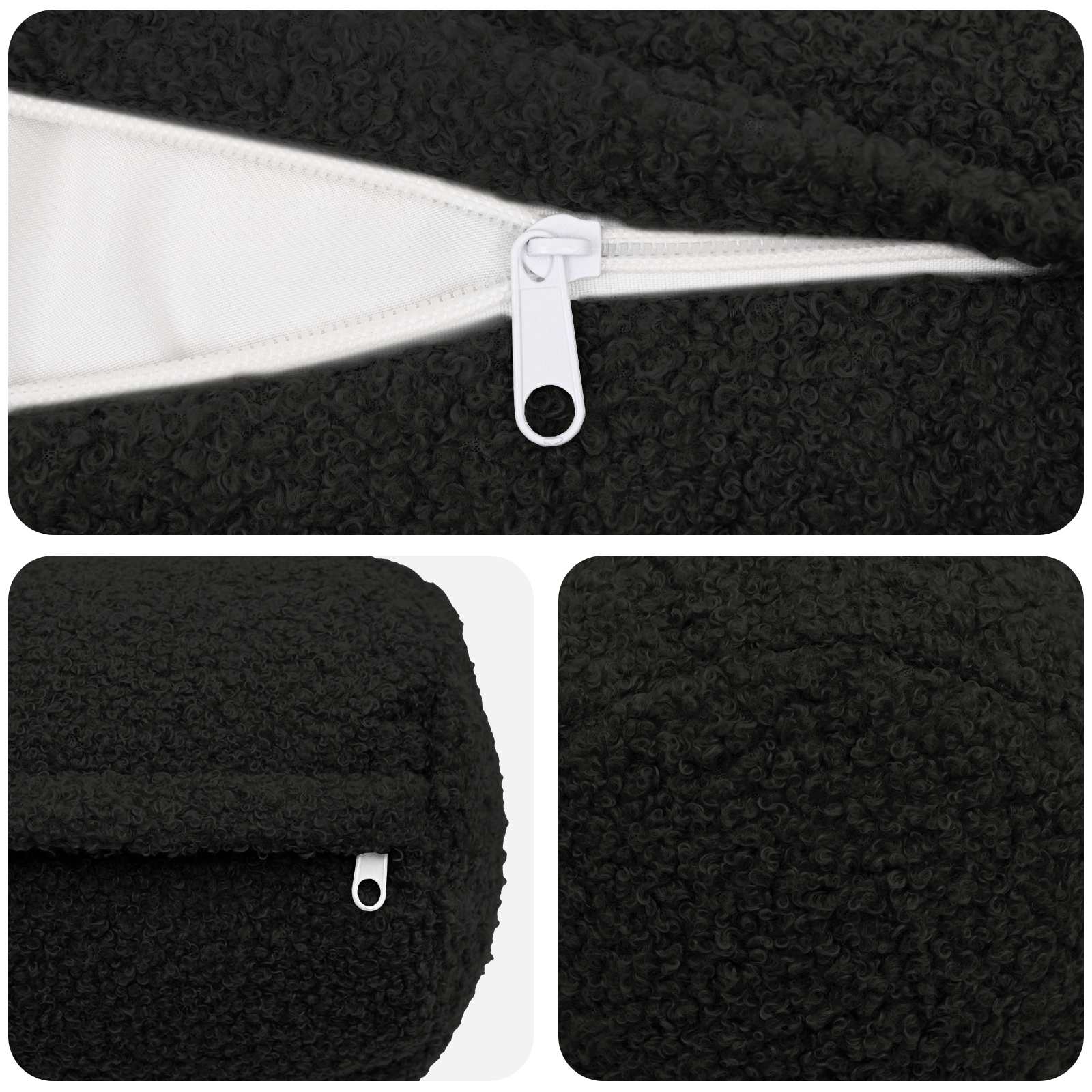 Presvlaka za jastuk 2 pcs HEERLEN Crna Ø 15 x 40 cm Bouclé
