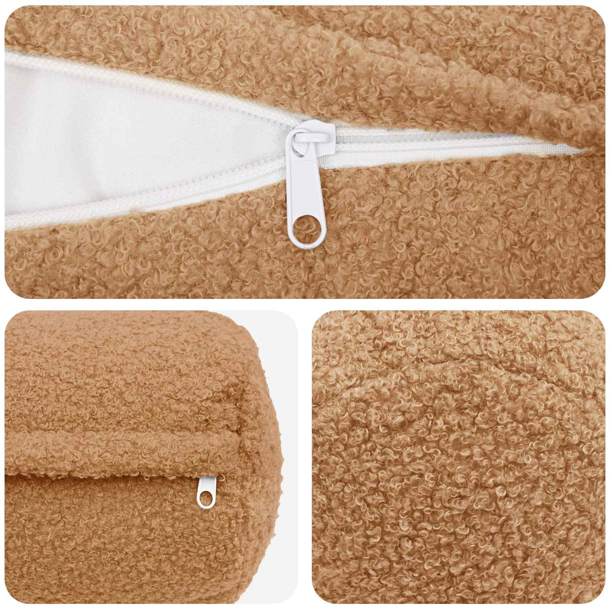 Presvlaka za jastuk 6 pcs HEERLEN Bež Ø 15 x 40 cm Bouclé