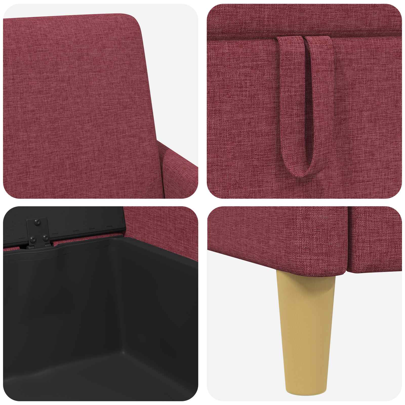 Set sofe s pohranom 2 pcs Vinska crvena Poliester