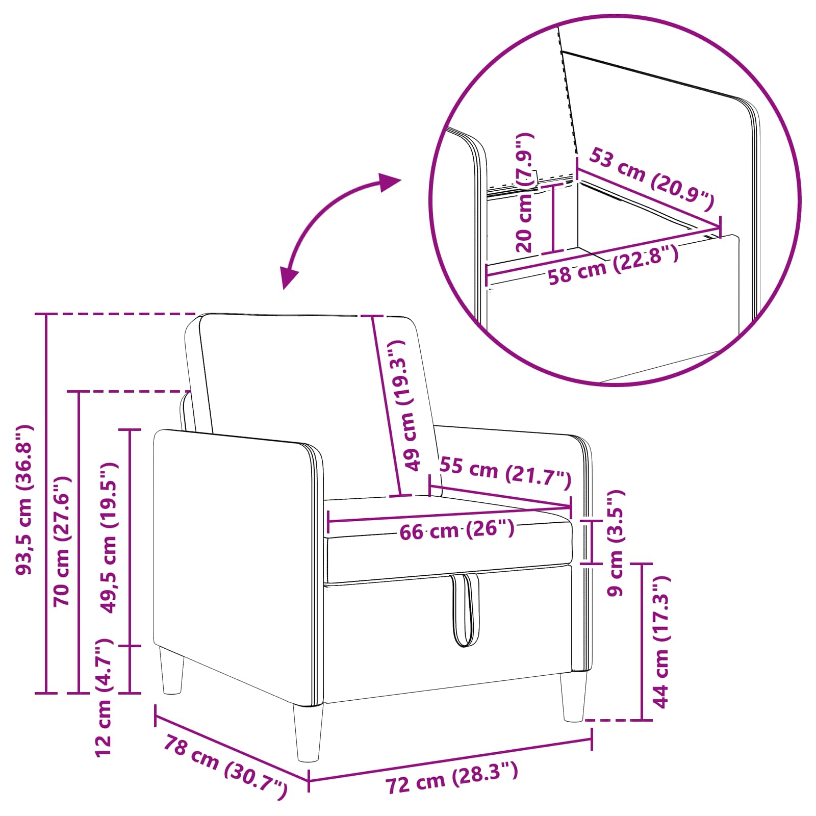 Set sofe s pohranom 2 kom. Crna Poliester
