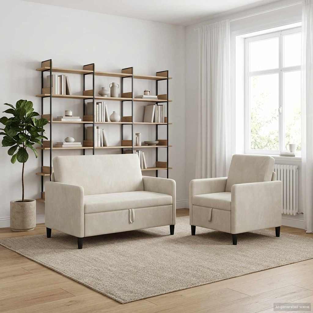 Set sofe s pohranom 2 kom. Krem Poliester