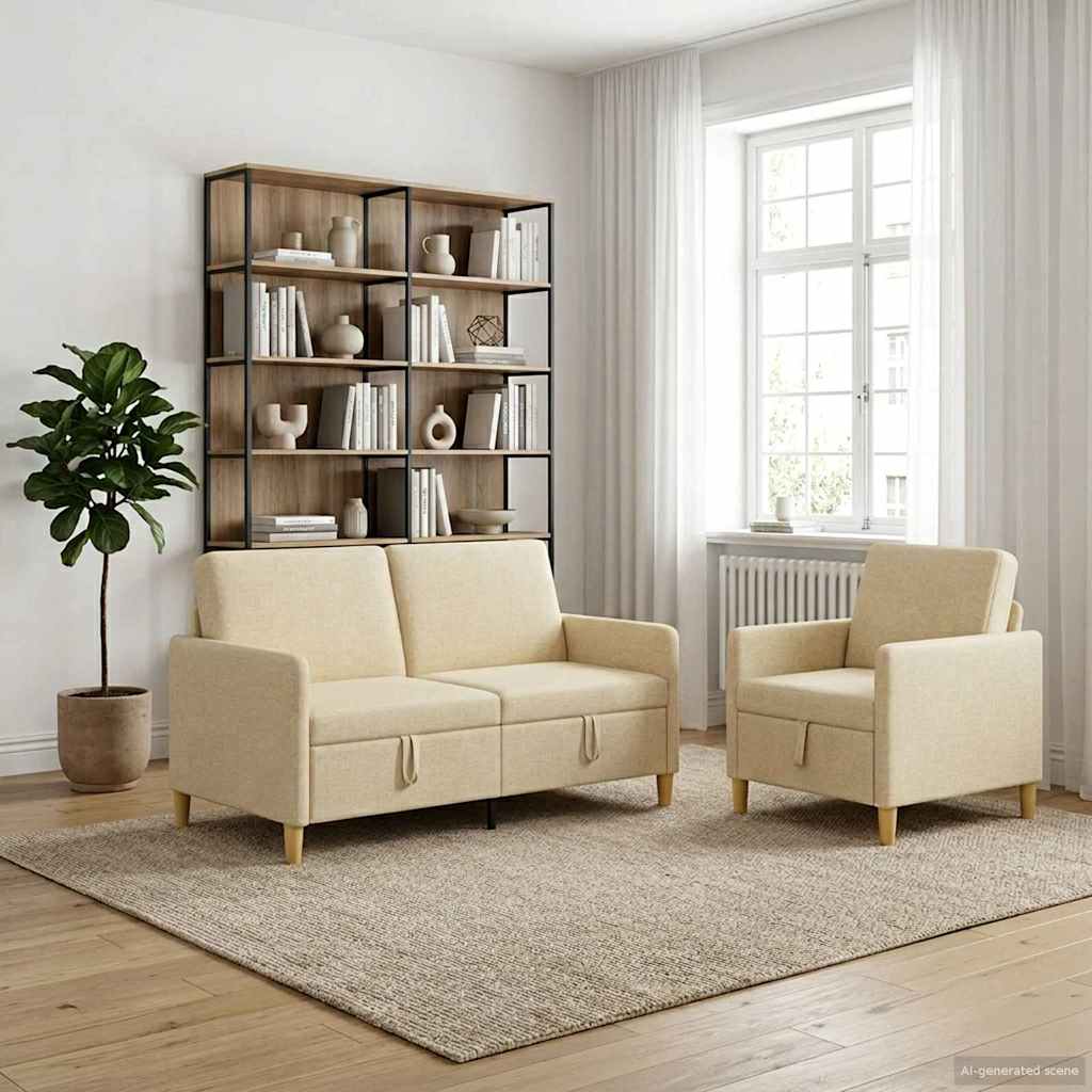 Set sofe s pohranom 2 pcs Krem Poliester