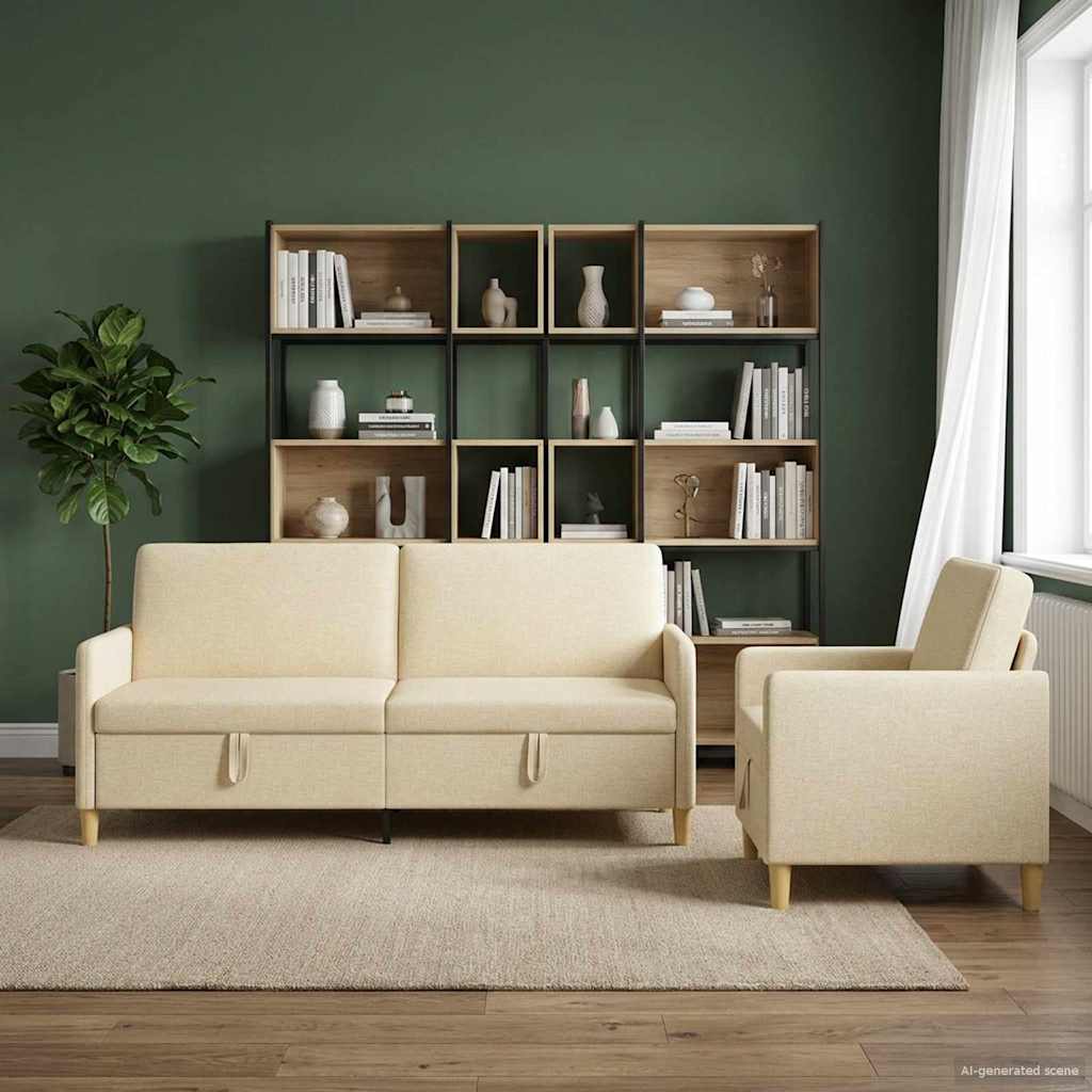Set sofe s pohranom 2 pcs Krem Poliester