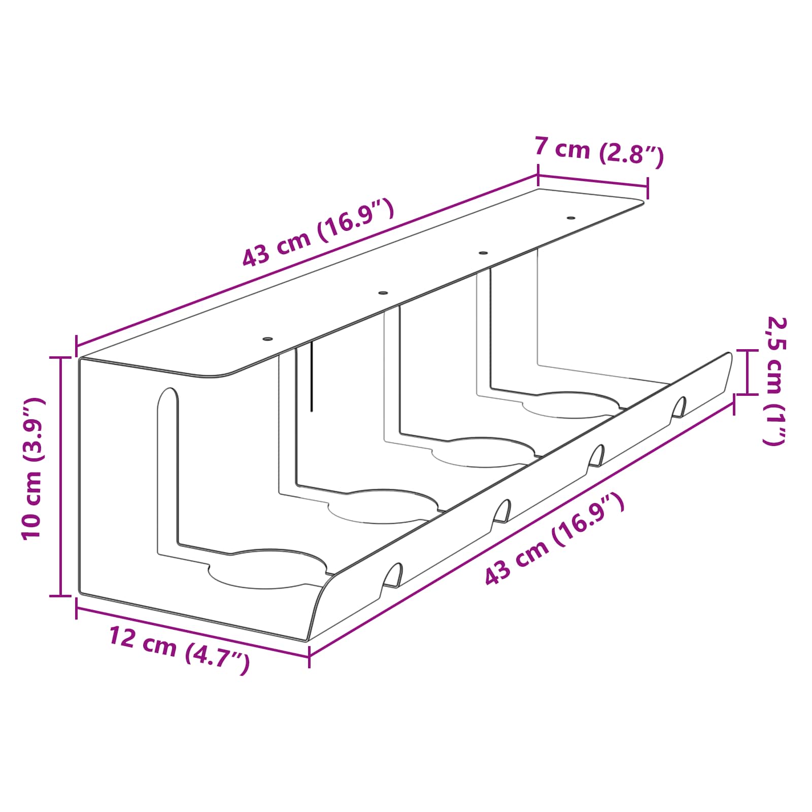 Pohranite kablove ispod stola 2 kom. Antracit 43 x 12 x 10 cm