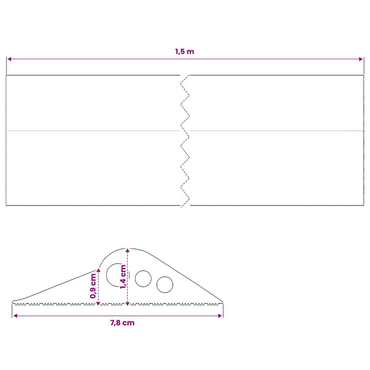 Brtva za garažni pod Crna 78 x 14 mm 1,5 m EPDM guma