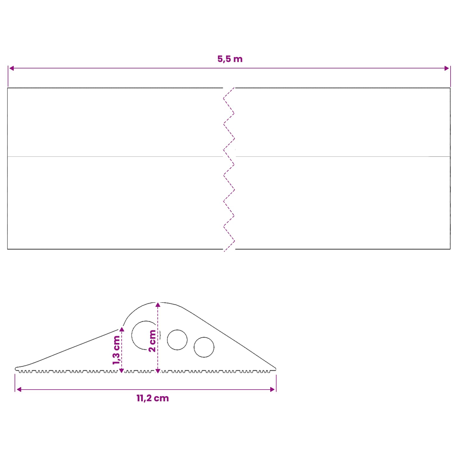 Brtva za garažni pod Crna 112 x 20 mm 5,5 m EPDM guma