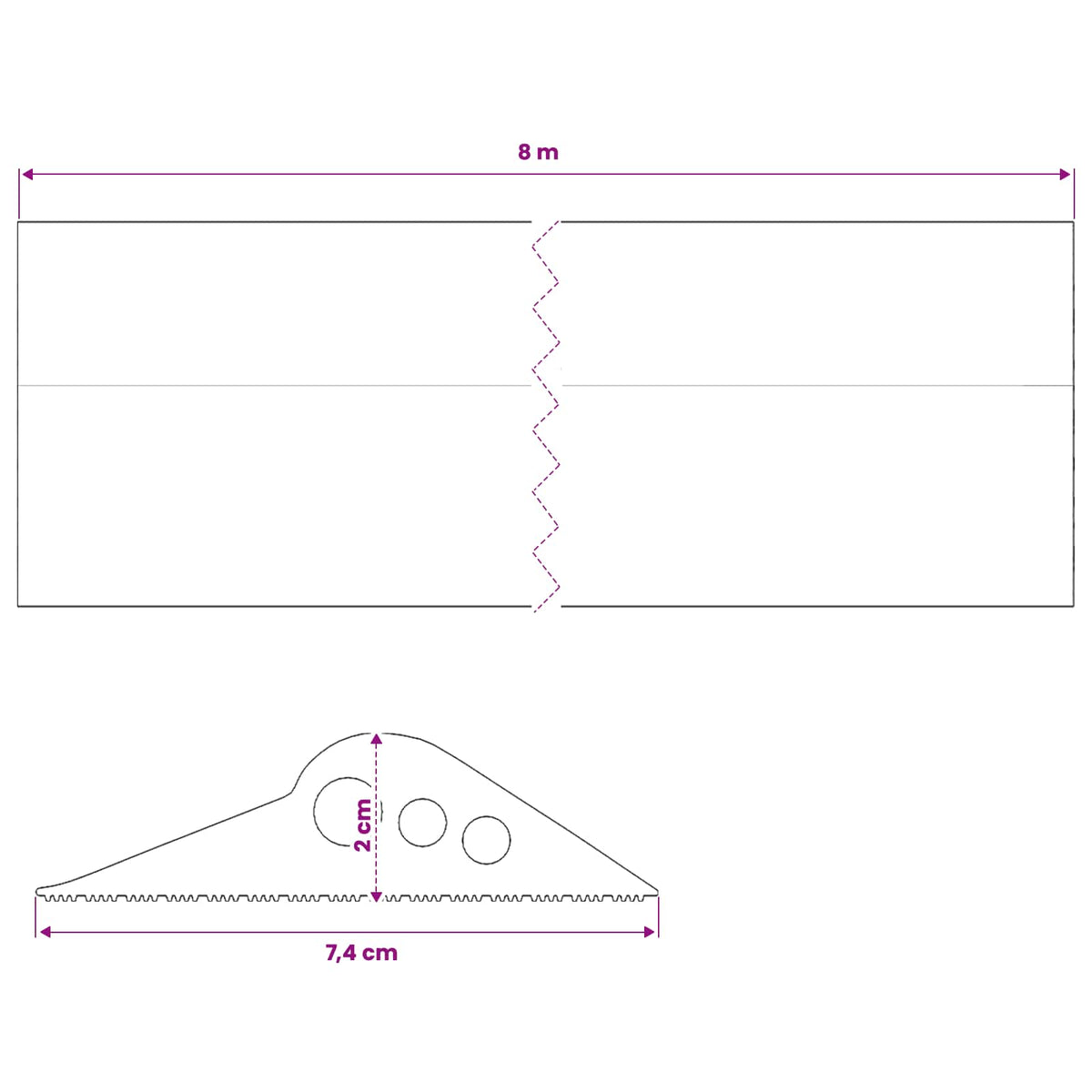 Brtva za garažni pod Crna 74 x 20 mm 8 m EPDM guma