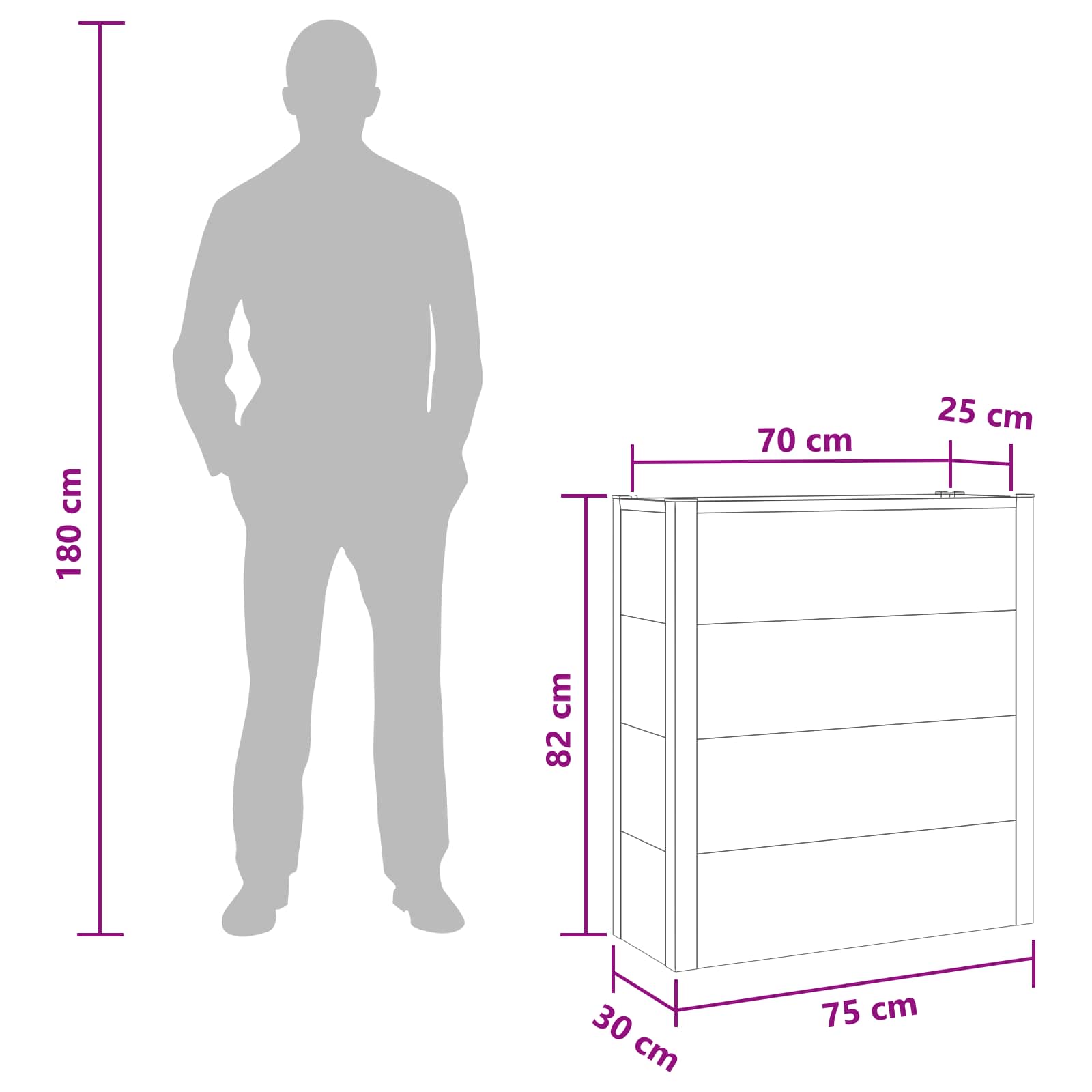 Povišena vrtna gredica Siva 75 x 30 x 82 cm WPC i aluminij