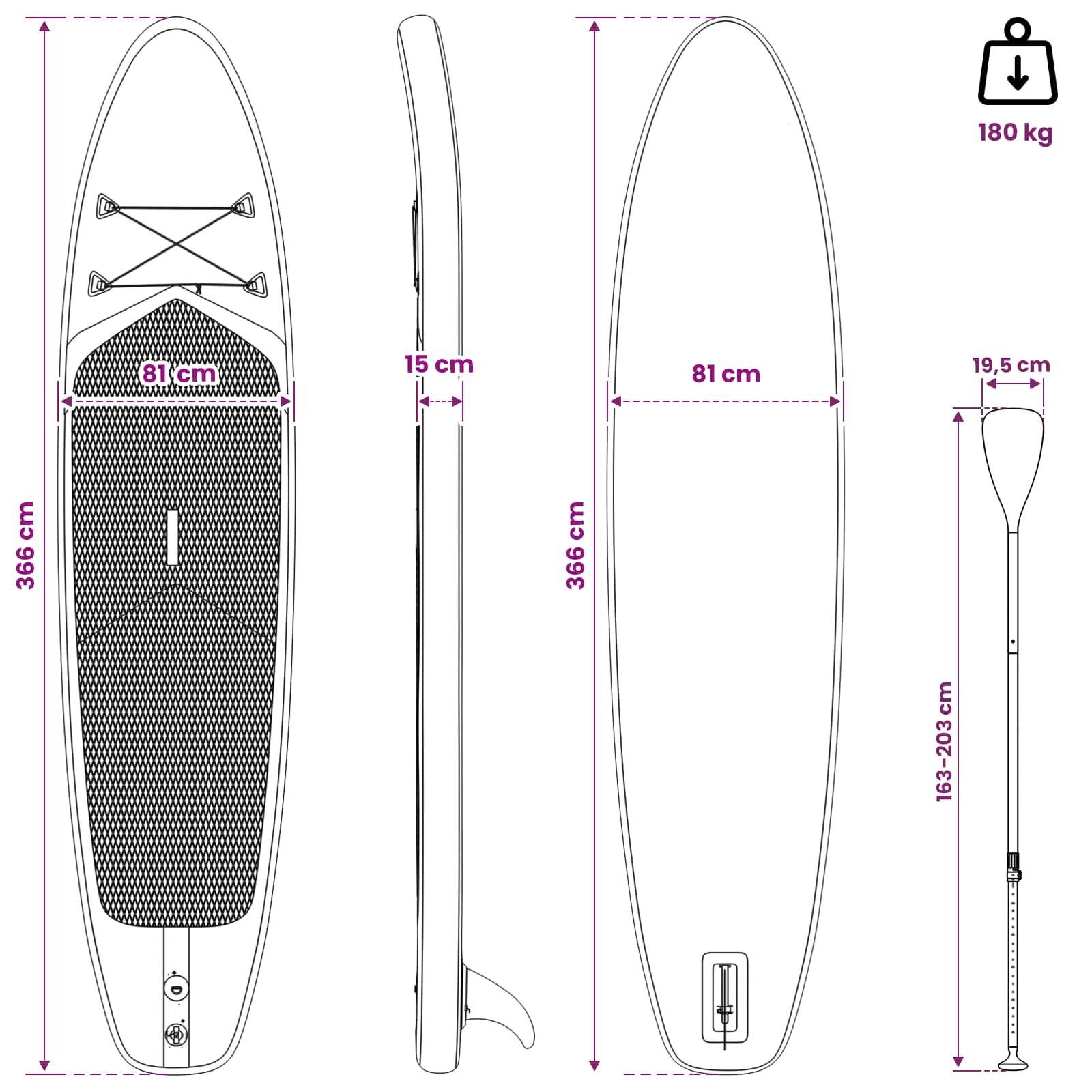 Nad Inflatable Stand Up Paddle Board APEX 366 x 81 x 15 cm za