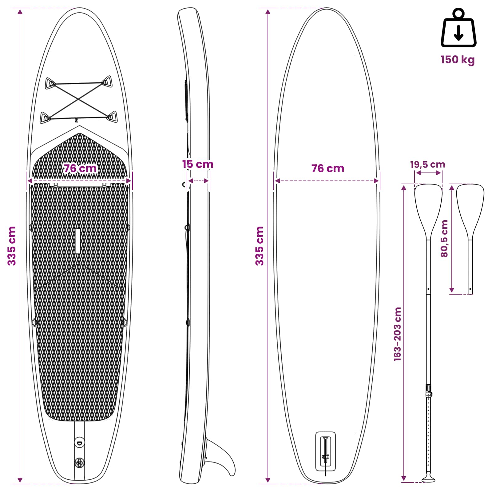 SUP Daska s Mjestom 2-u-1 APEX 335 x 76 x 15 cm Plava za