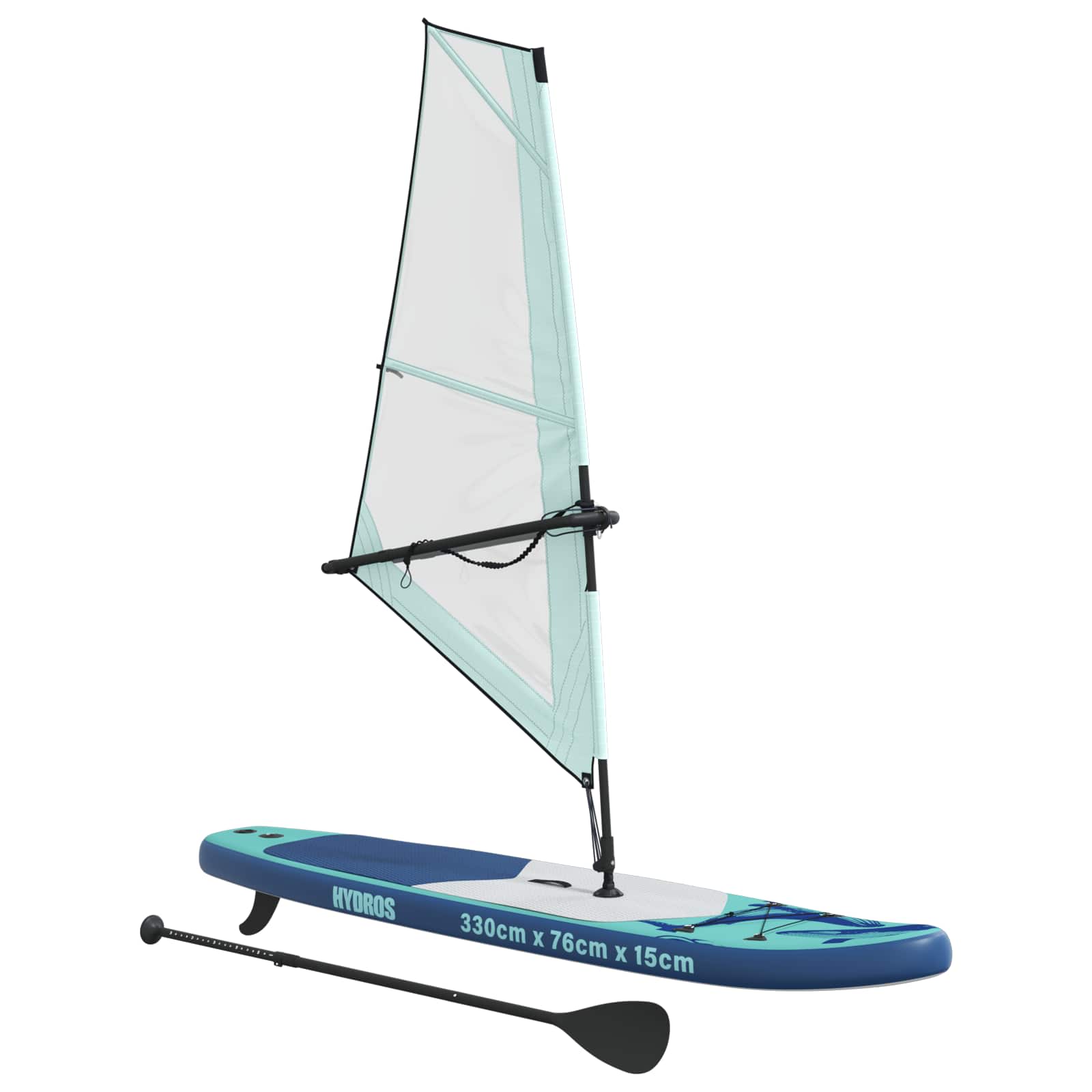 Naduvivi SUP s jedrom HYDROS 330 x 76 x 15 cm Tirkizna za
