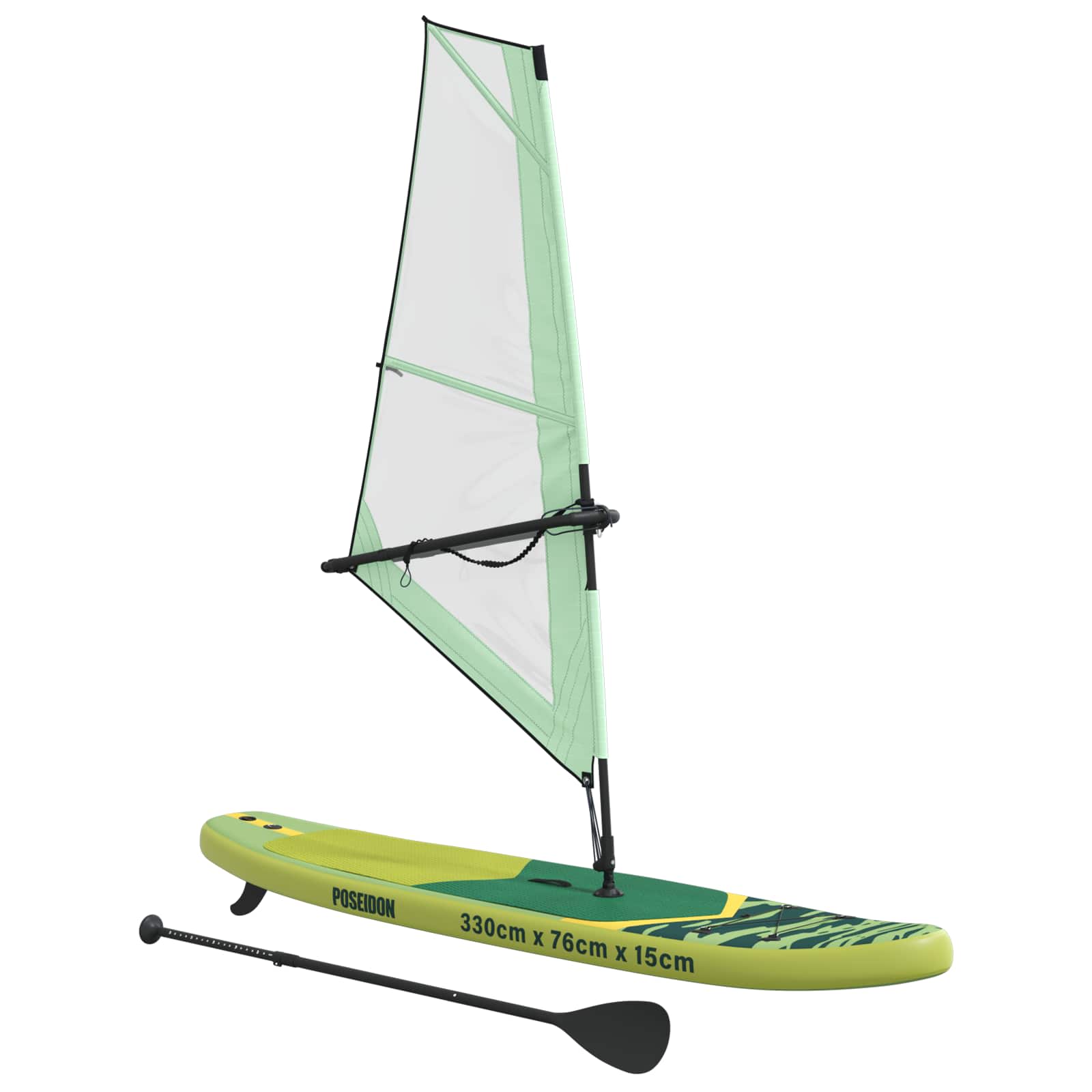 Naduvivi SUP s jedrom POSEIDON 330 x 76 x 15 cm Zelena za