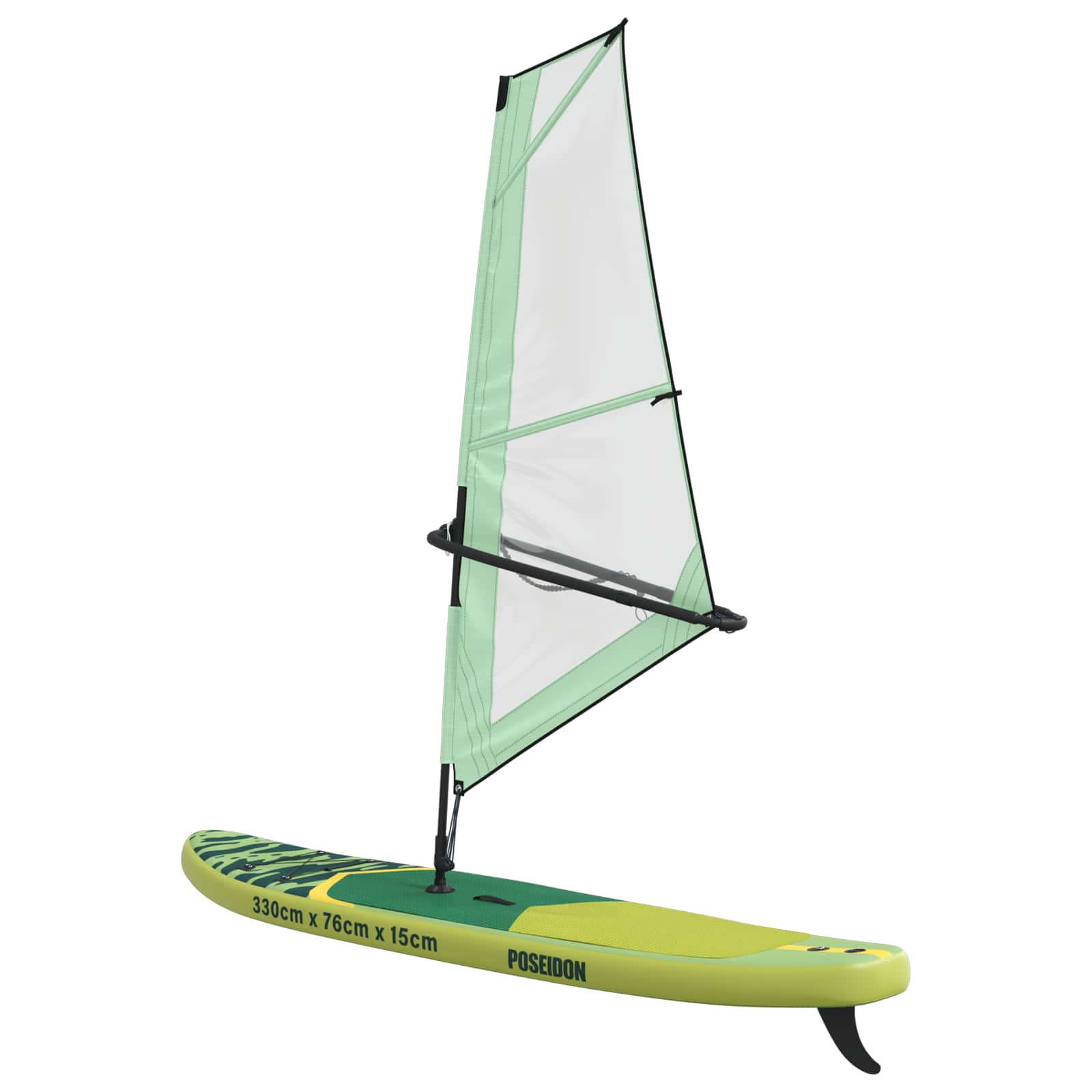 Naduvivi SUP s jedrom POSEIDON 330 x 76 x 15 cm Zelena za