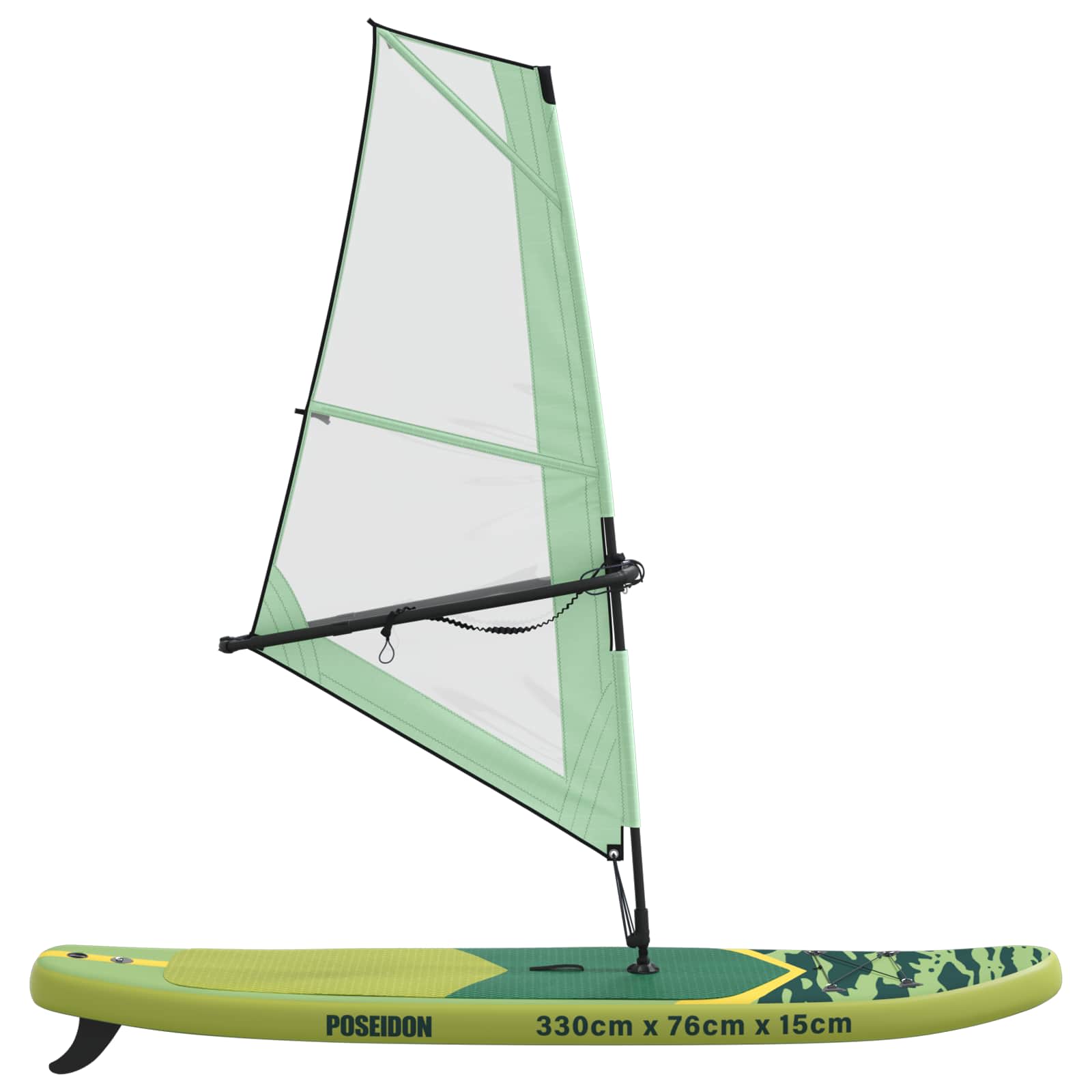 Naduvivi SUP s jedrom POSEIDON 330 x 76 x 15 cm Zelena za