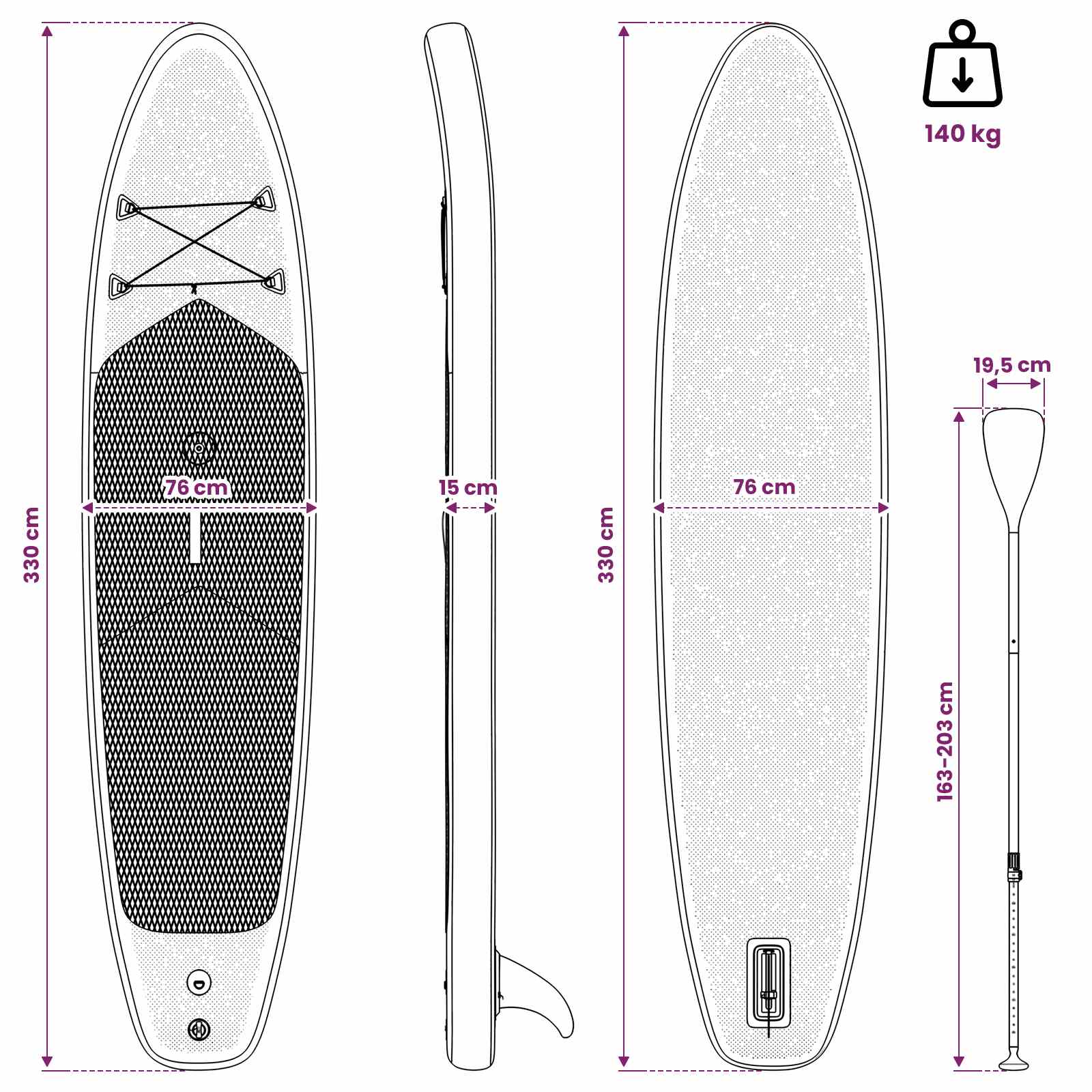 Naduvivi SUP s jedrom POSEIDON 330 x 76 x 15 cm Zelena za